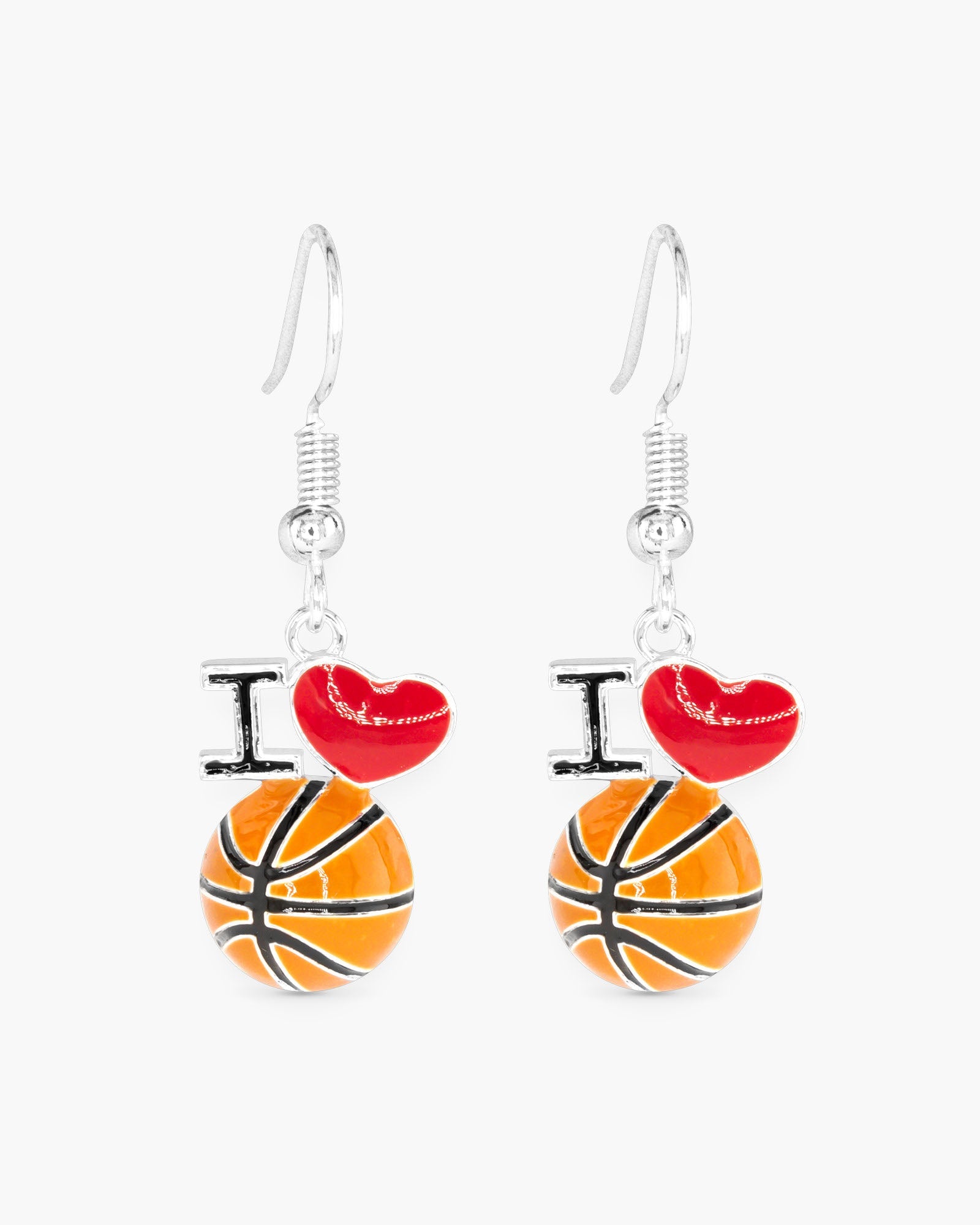 Silver I Love Sports Earrings