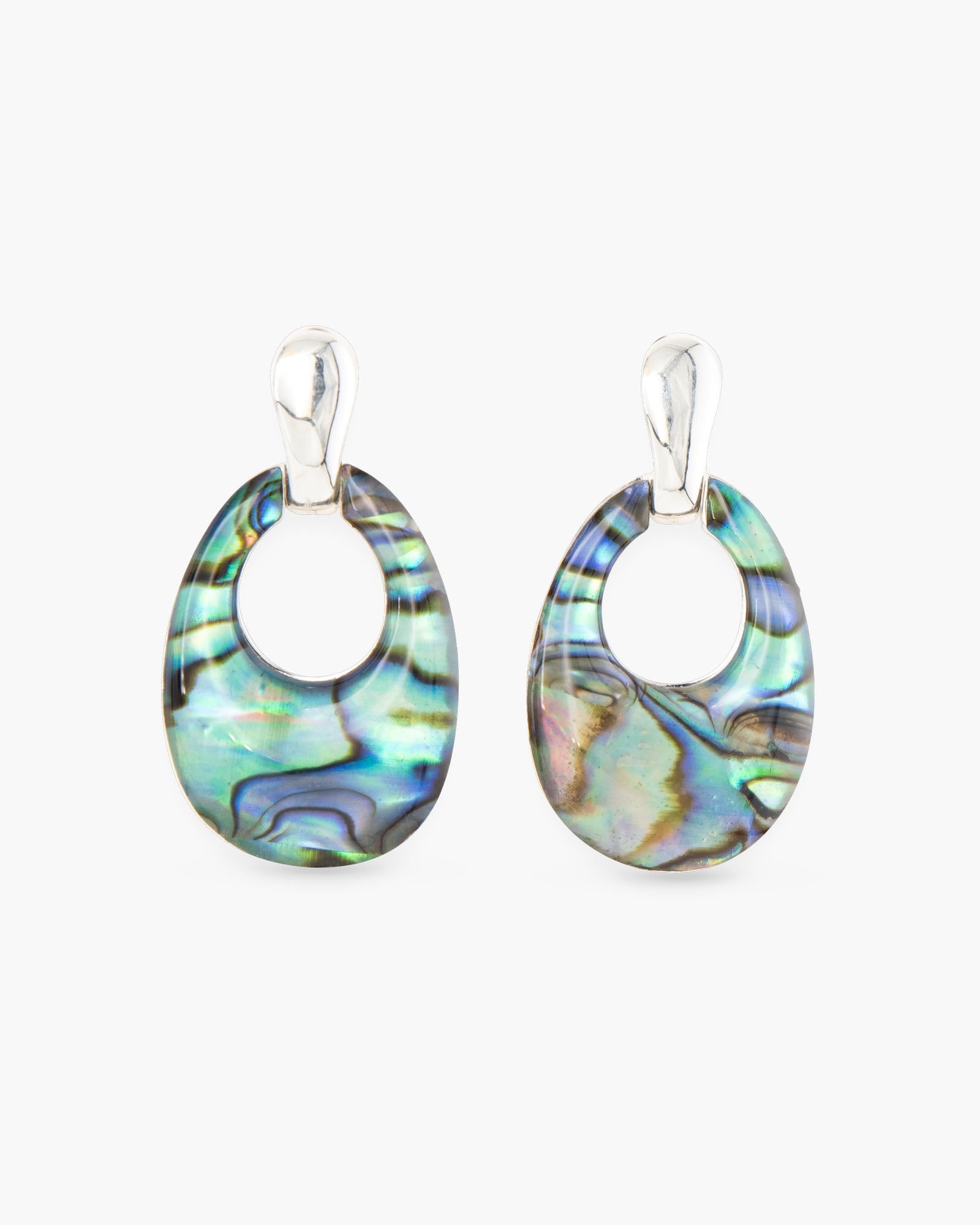 Gold Abalone Oval Large Drop Earrings
