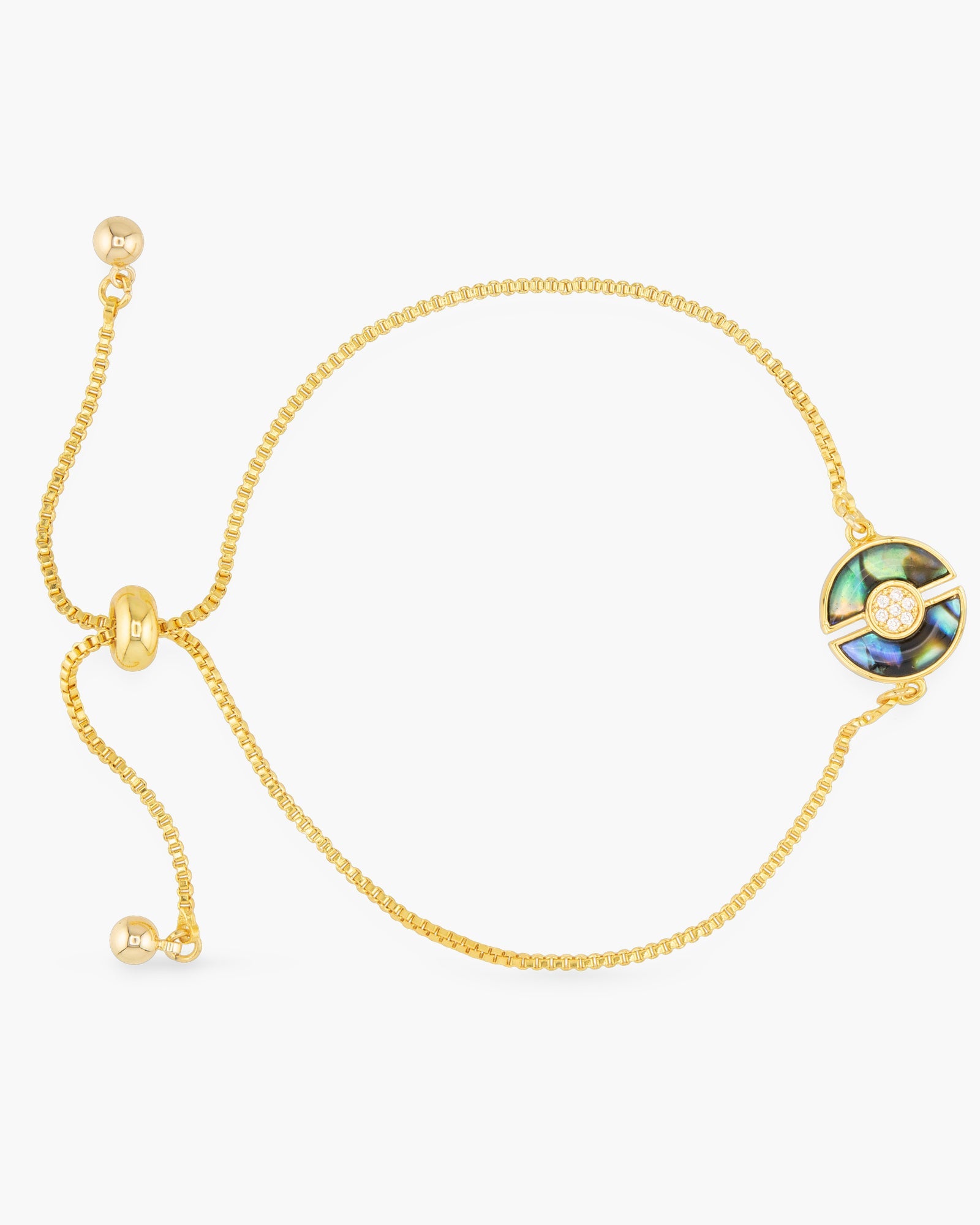 Abalone & CZ Blue Circle Bracelet