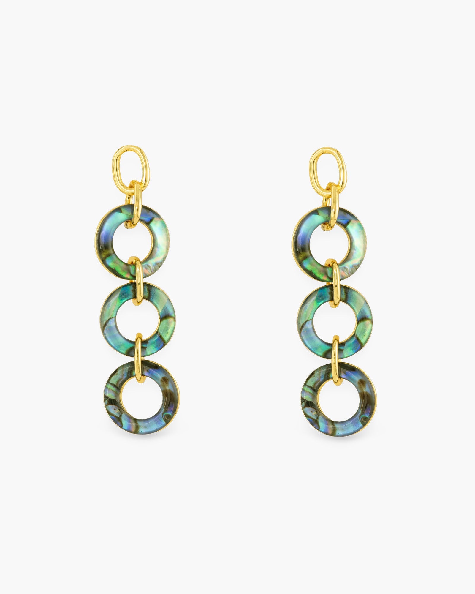 Gold Abalone Link Drop Earrings