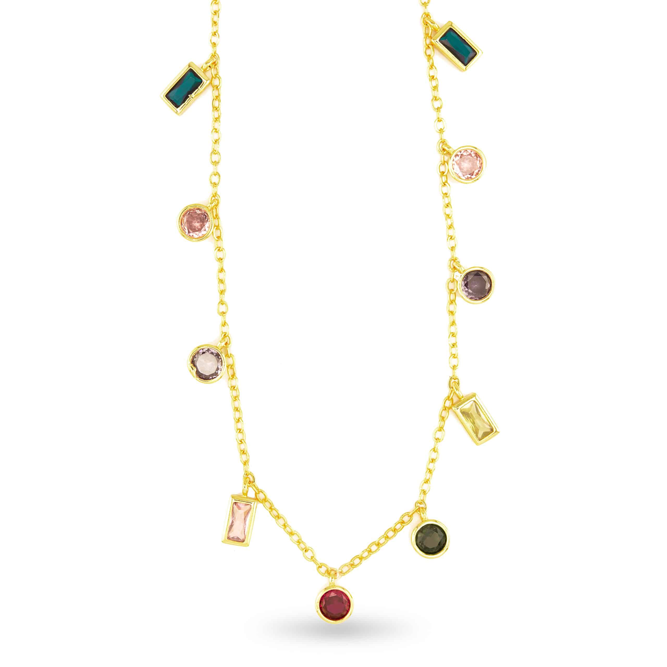 Sparkling CZ Colorful Charm Necklace