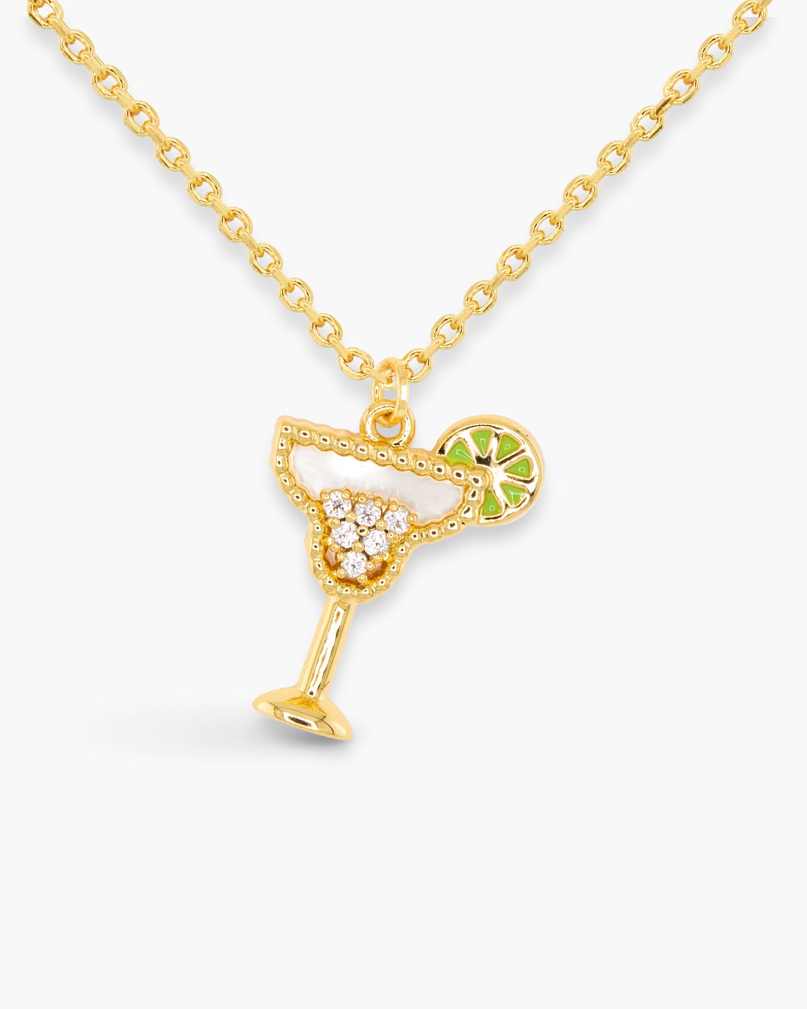Gold CZ Martini Necklace
