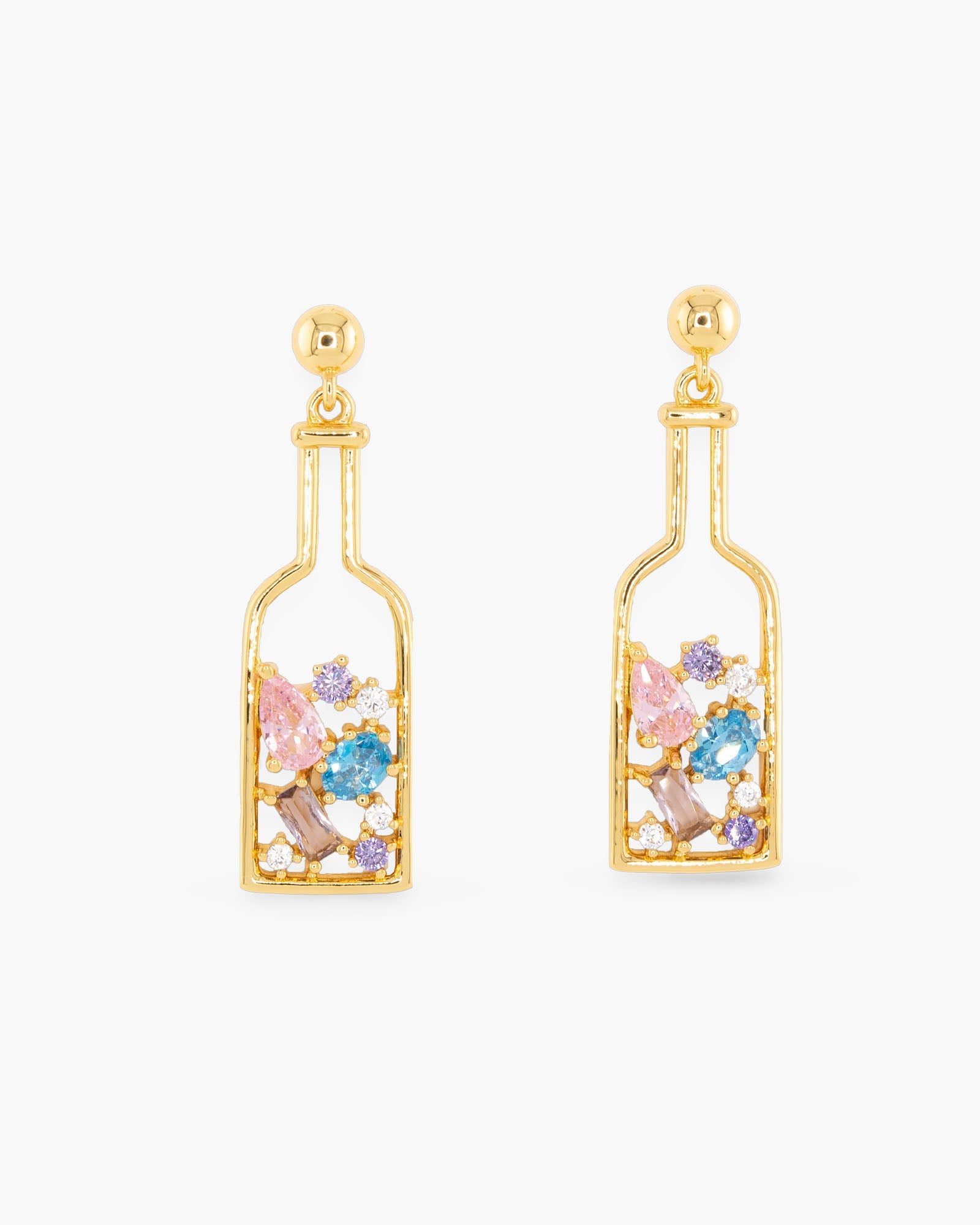 Gold CZ Bottle Earrings
