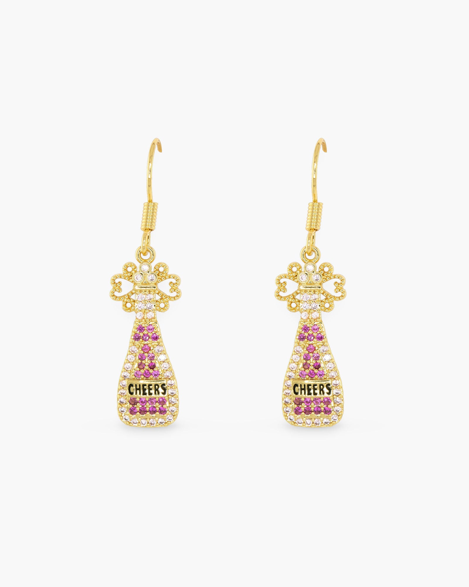 Gold CZ Cheers Earrings
