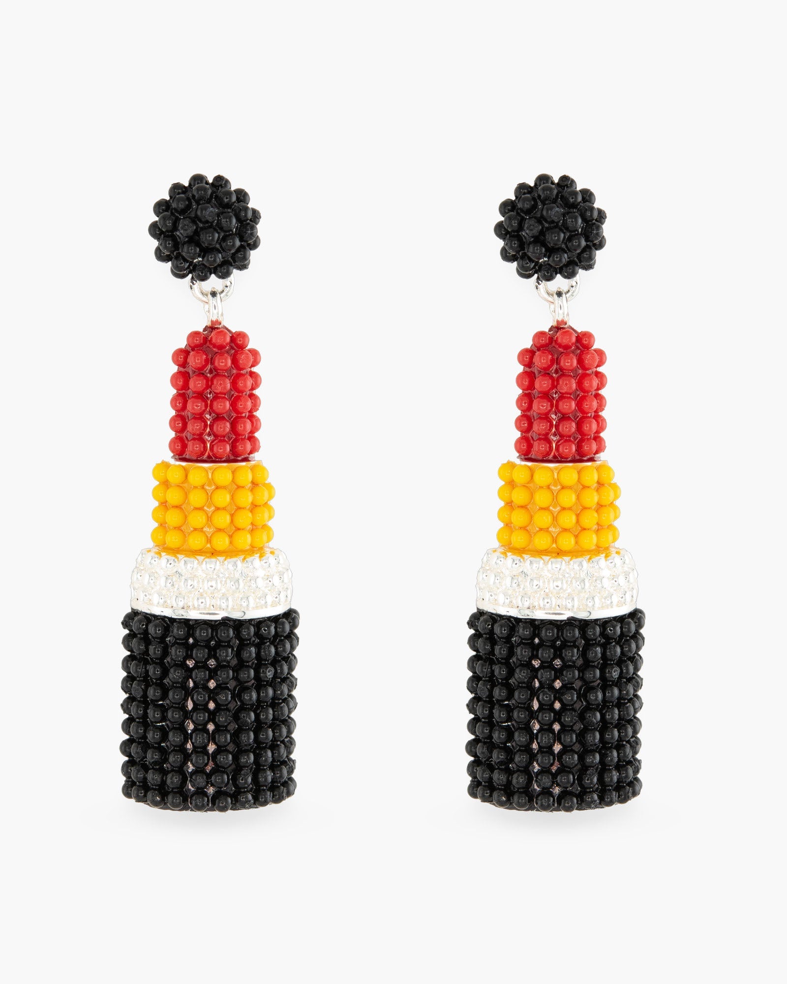 Silver Red Lipstick Earrings
