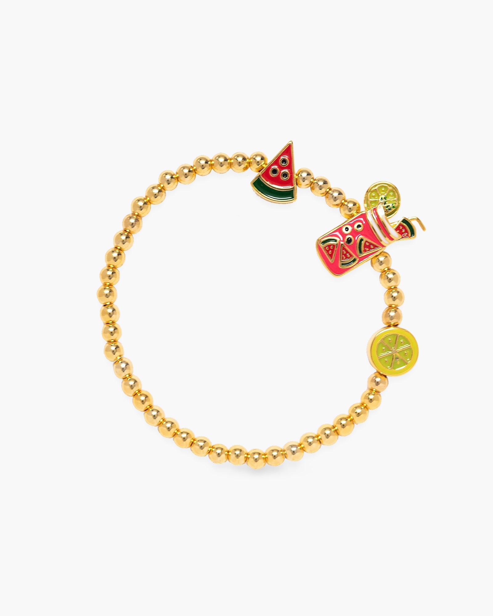 Gold Enamel Pink Drink Bracelet