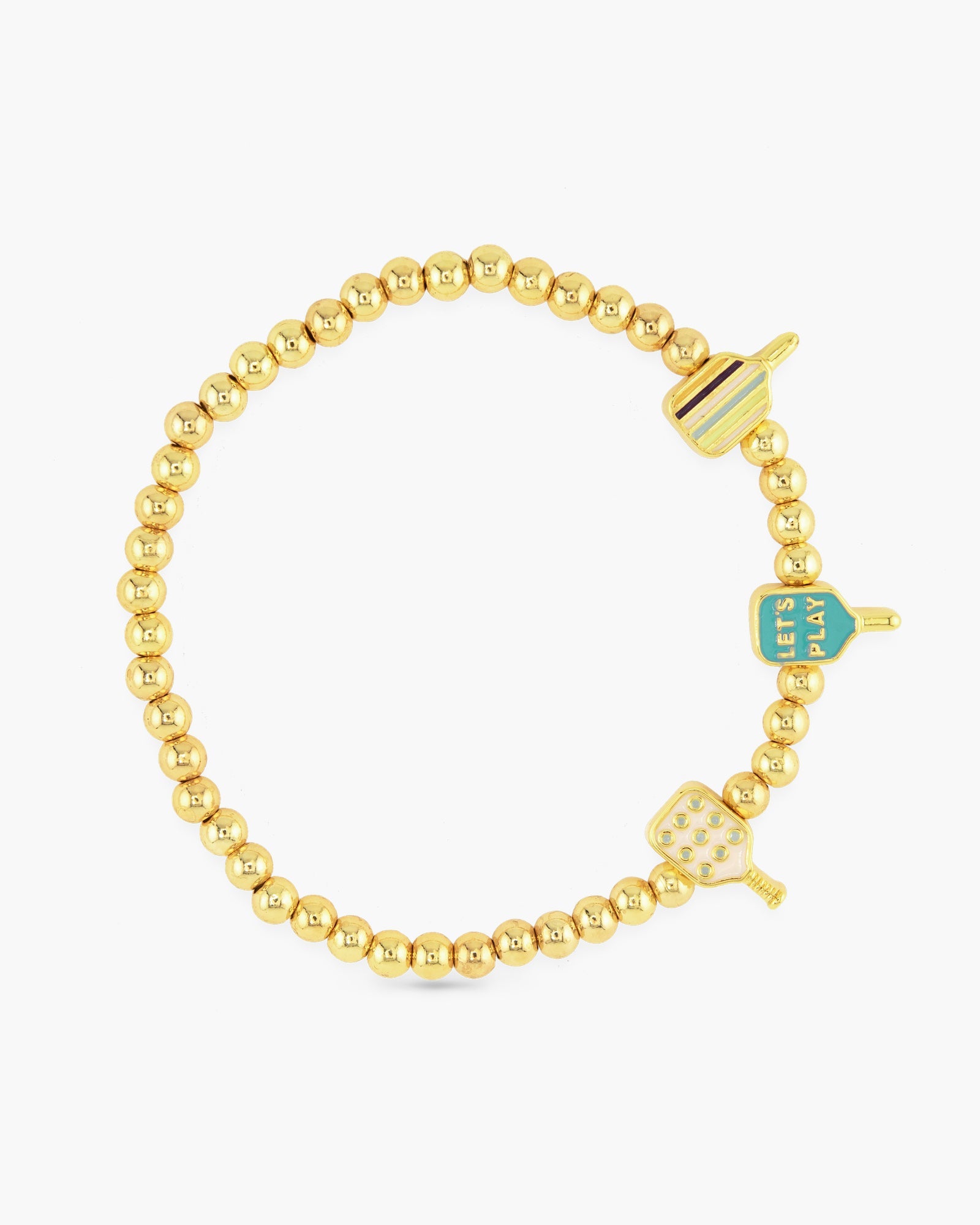 Gold Enamel Pickleball Bracelet