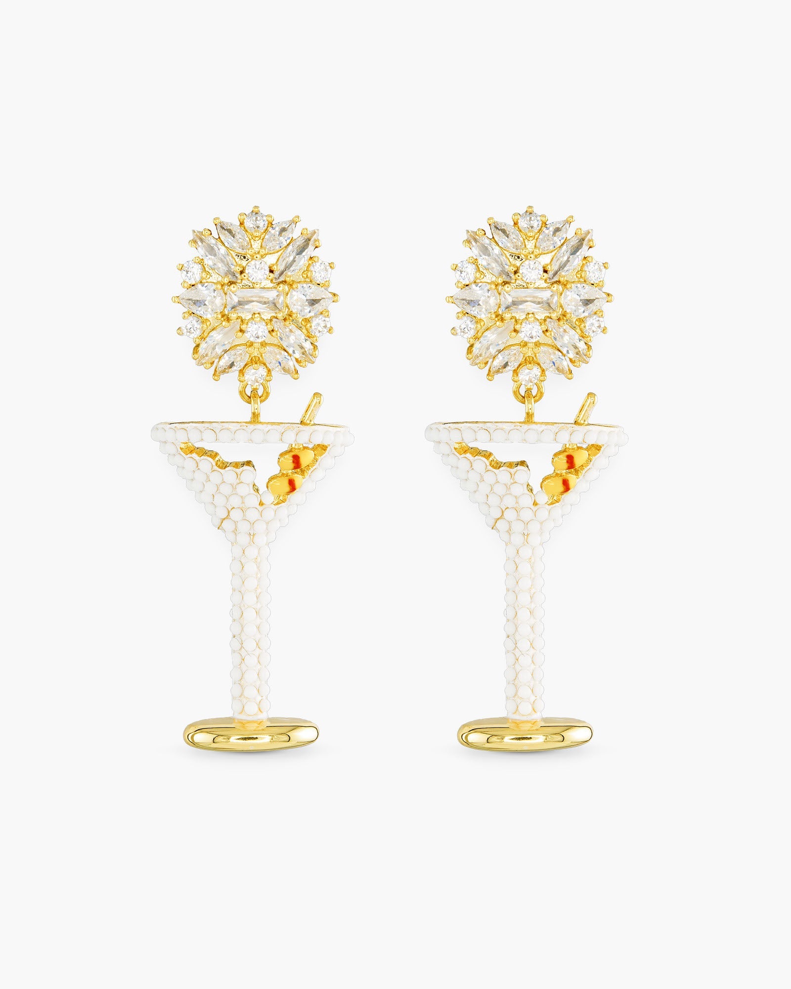 Gold CZ Martini Pop Earrings