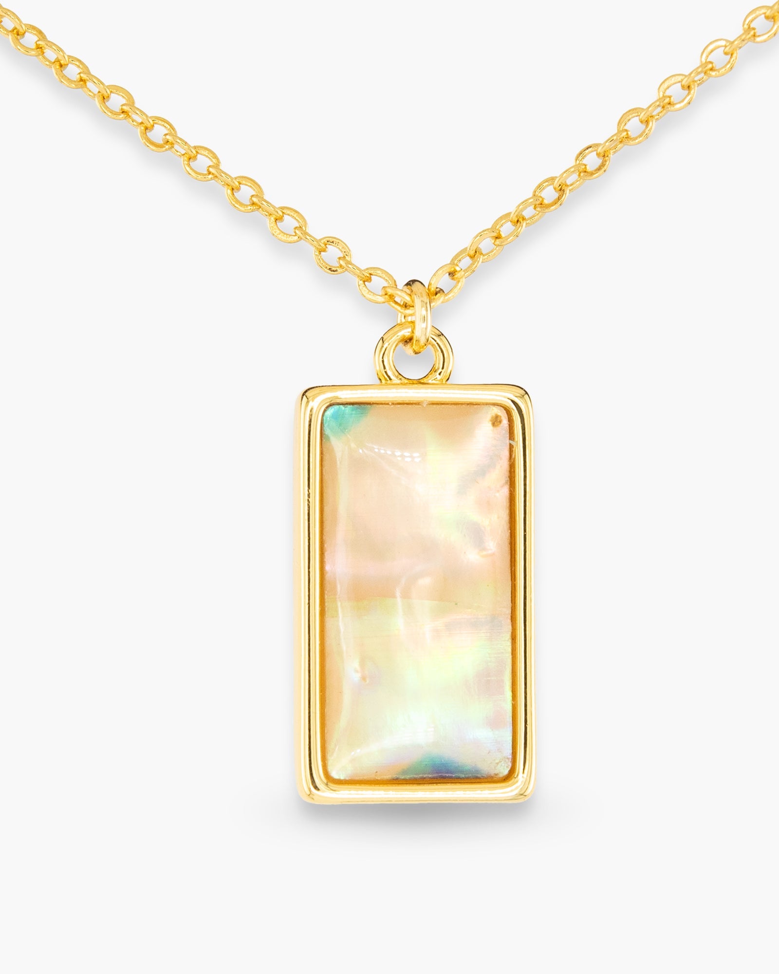 Gold Abalone Rectangle Necklace