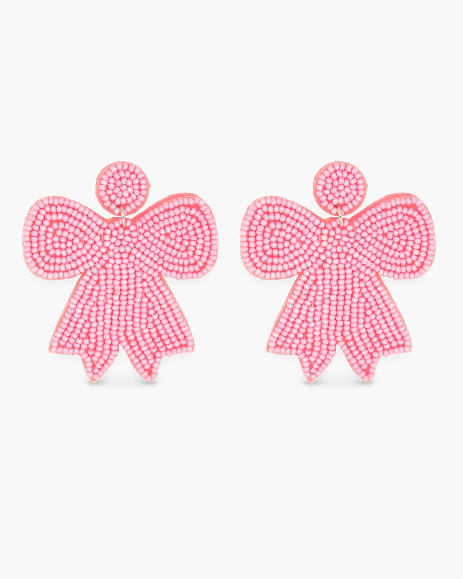 Beaded Pink Bow Earrings