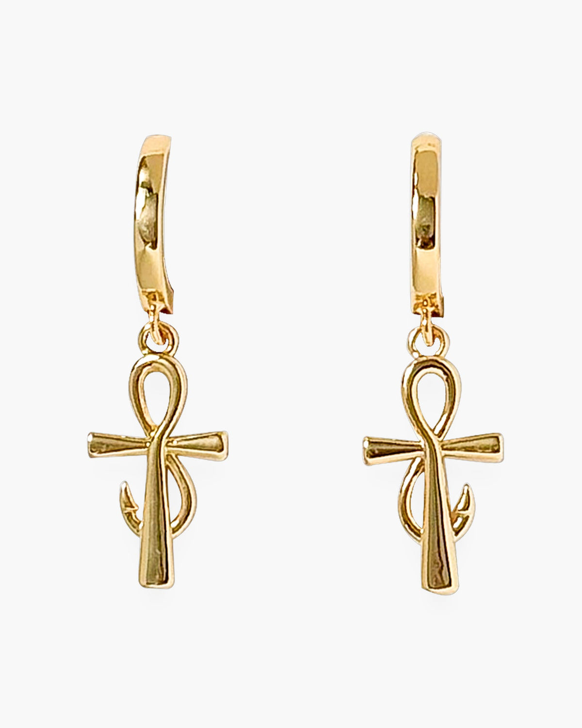 Gold Shepards Cross and Hook Earrings
