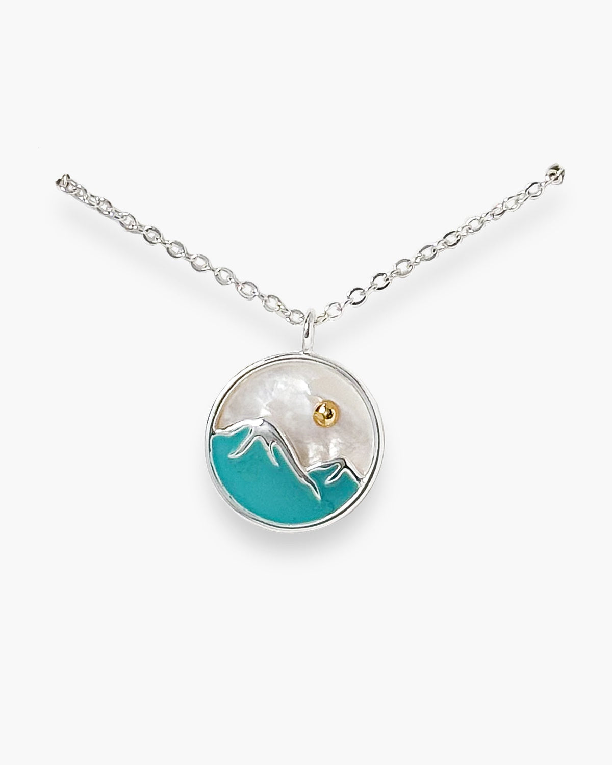 MOP and Enamel Mountain Necklace