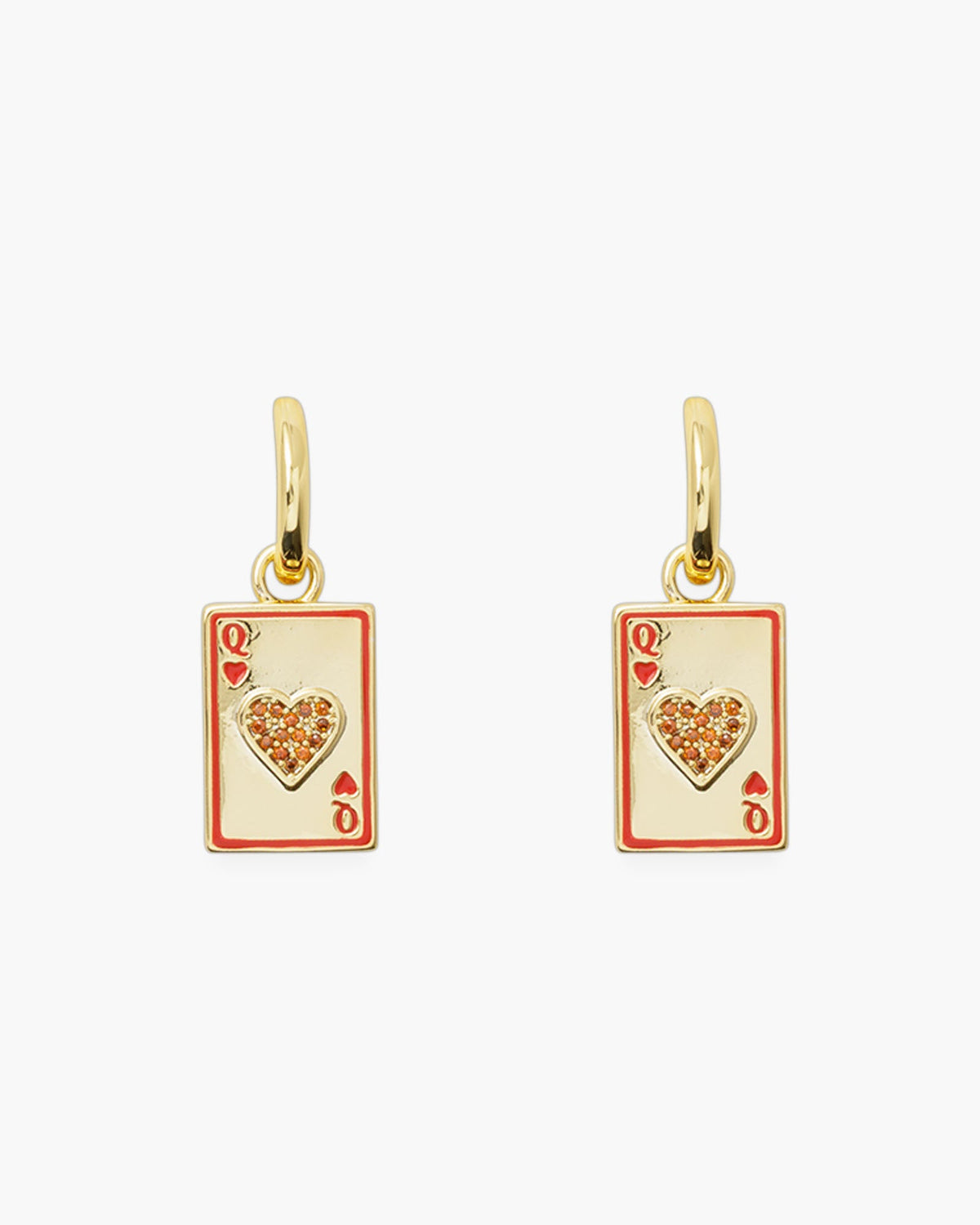 Gold CZ Queen of Hearts Earrings