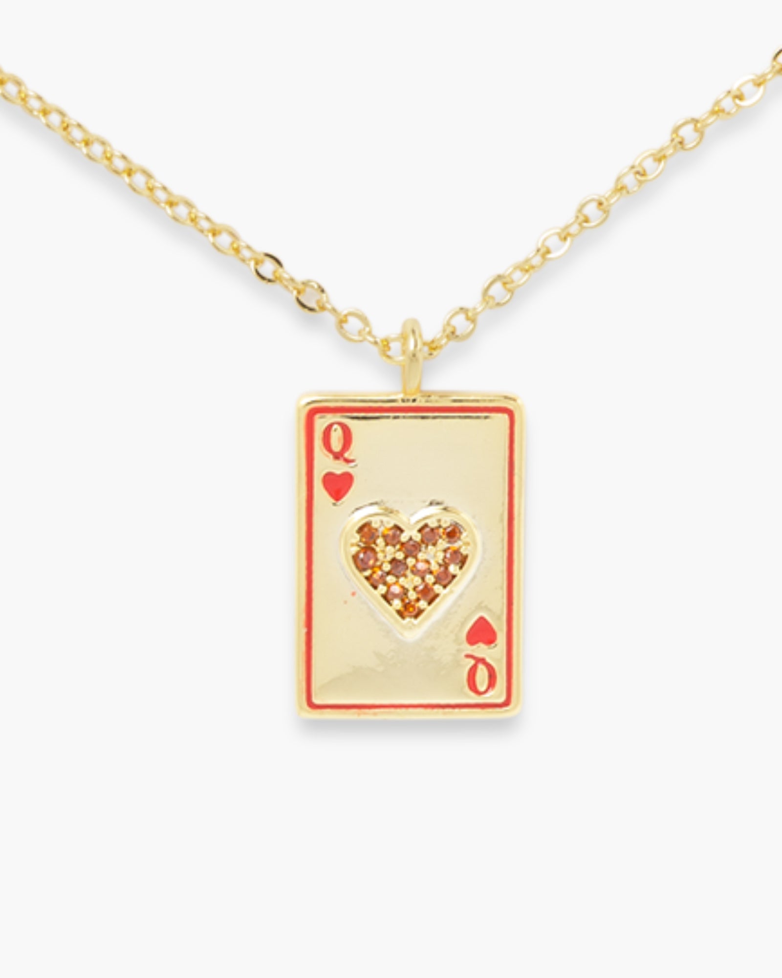 Gold CZ Queen of Hearts Necklace