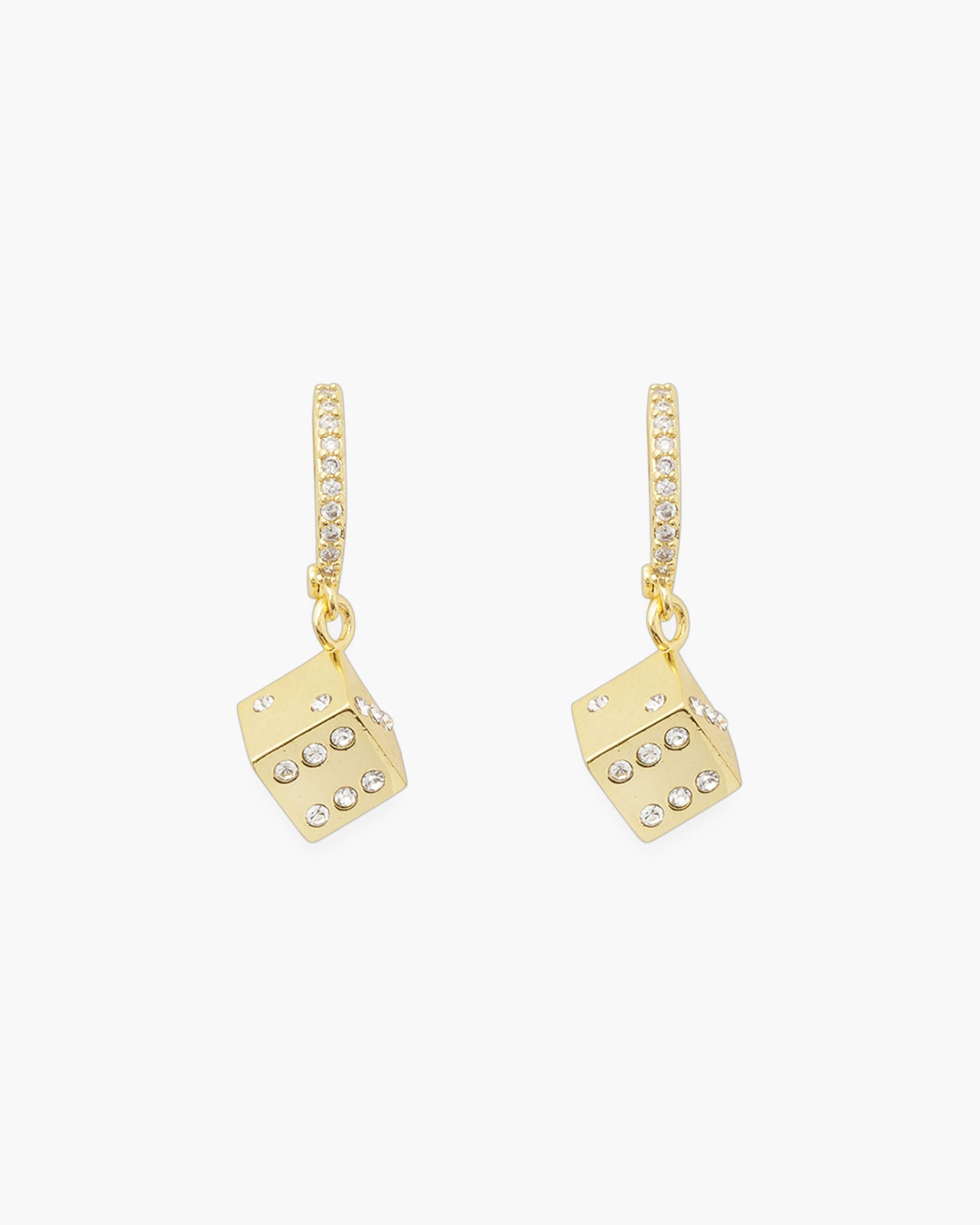 Gold CZ Dice Earrings