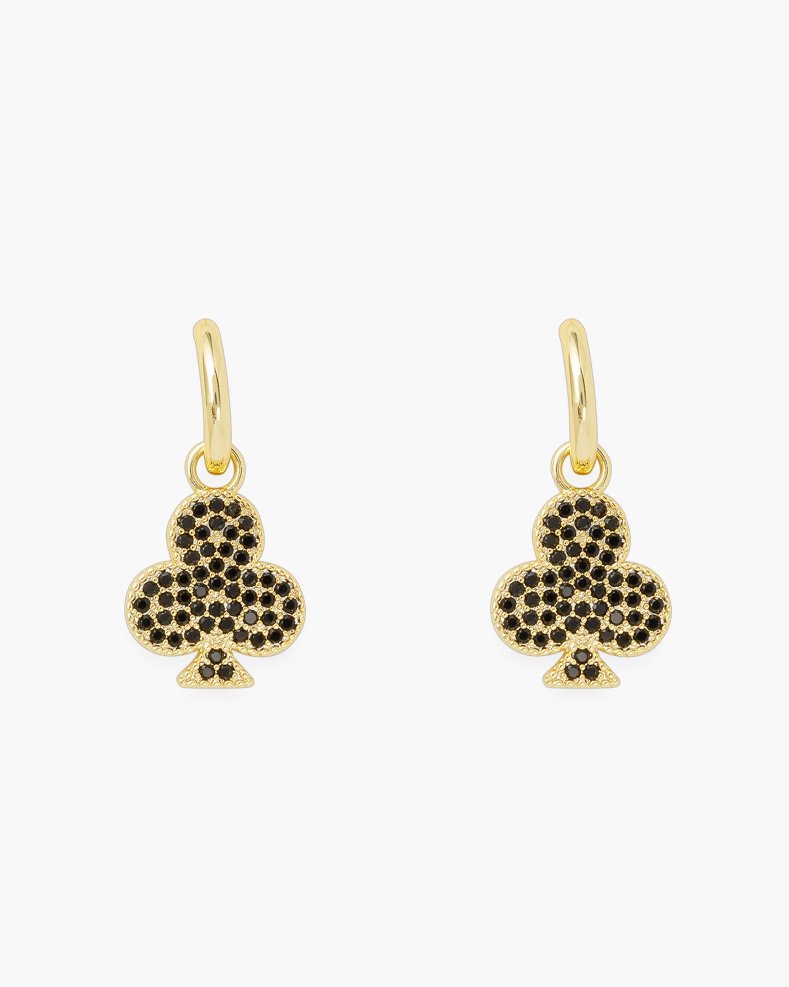 Gold CZ Casino Card Suit Earrings
