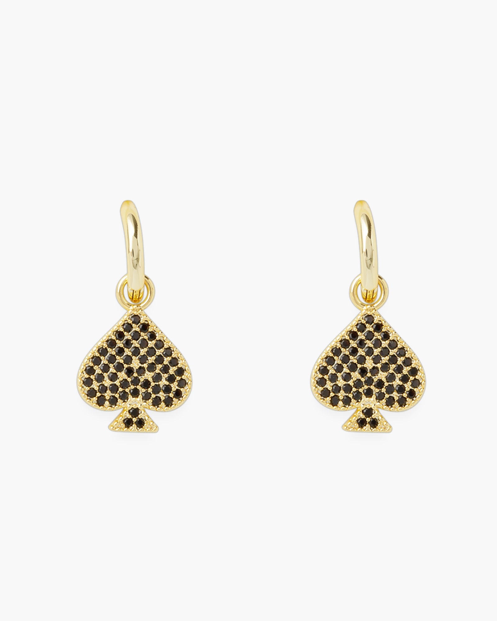 Gold CZ Casino Card Suit Earrings