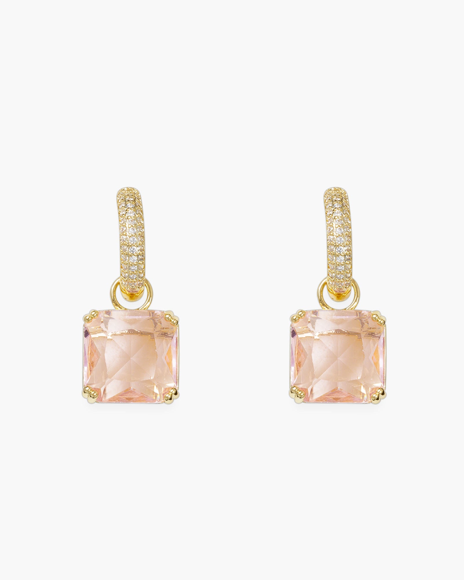 Gold CZ and Crystal Square Earrings