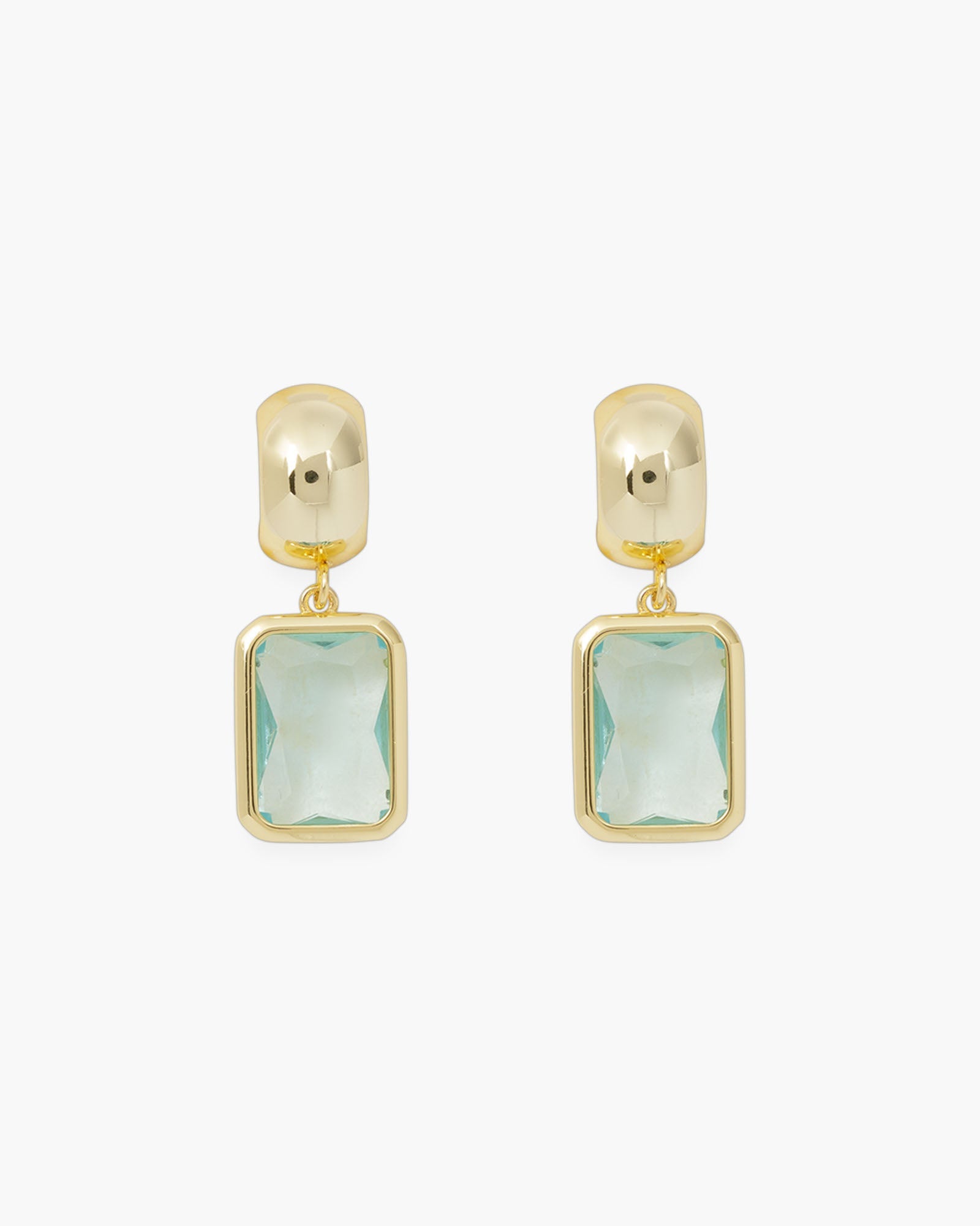 Gold Crystal Rectangle Earrings