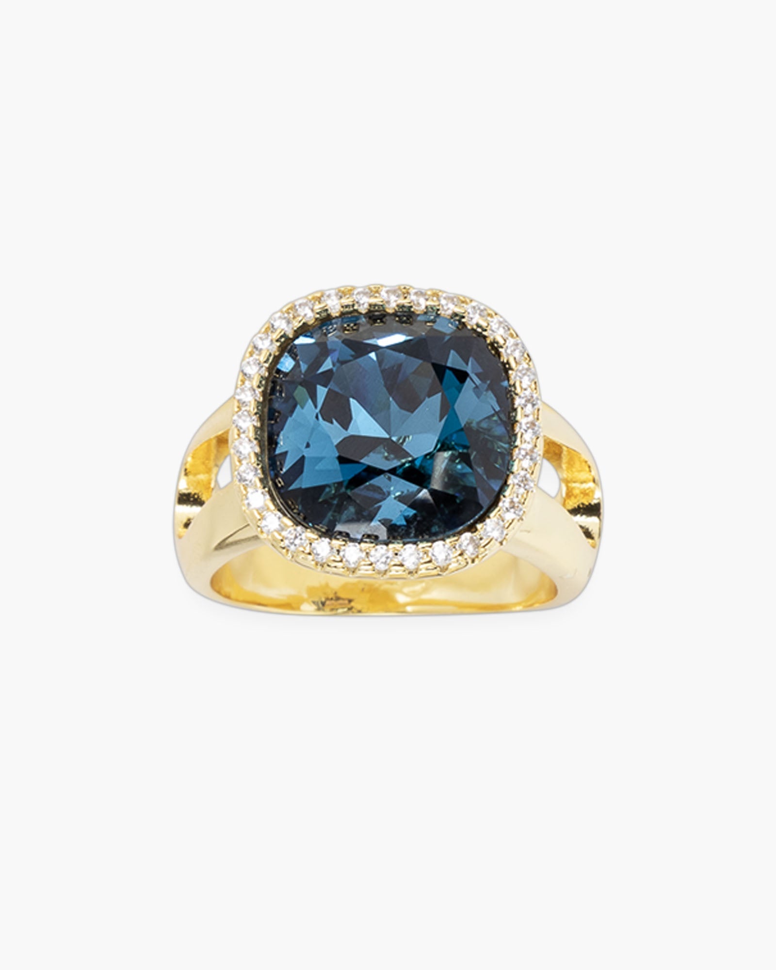Gold CZ & Large Crystal Ring