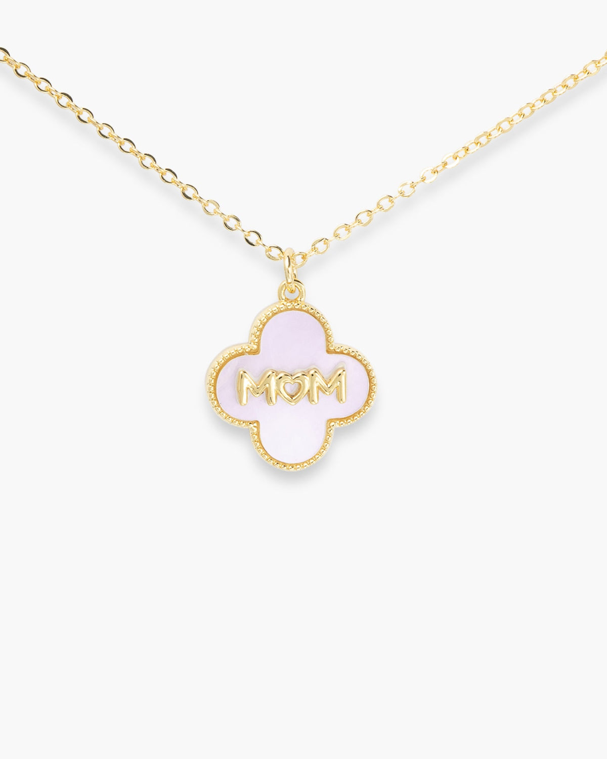 Gold MOP Clover Mom Pendant Necklace