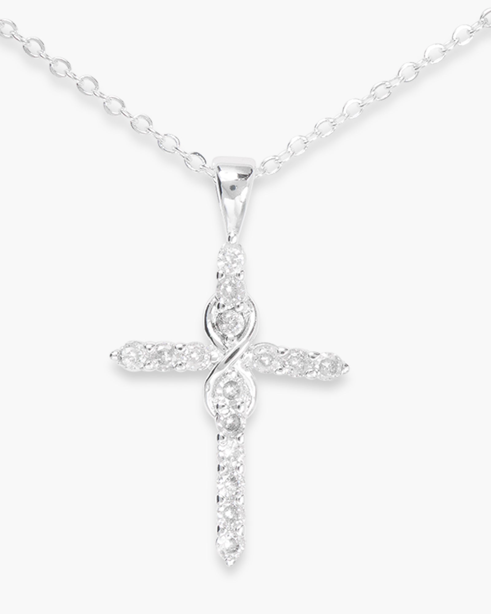 Silver CZ Infinity Cross Necklace