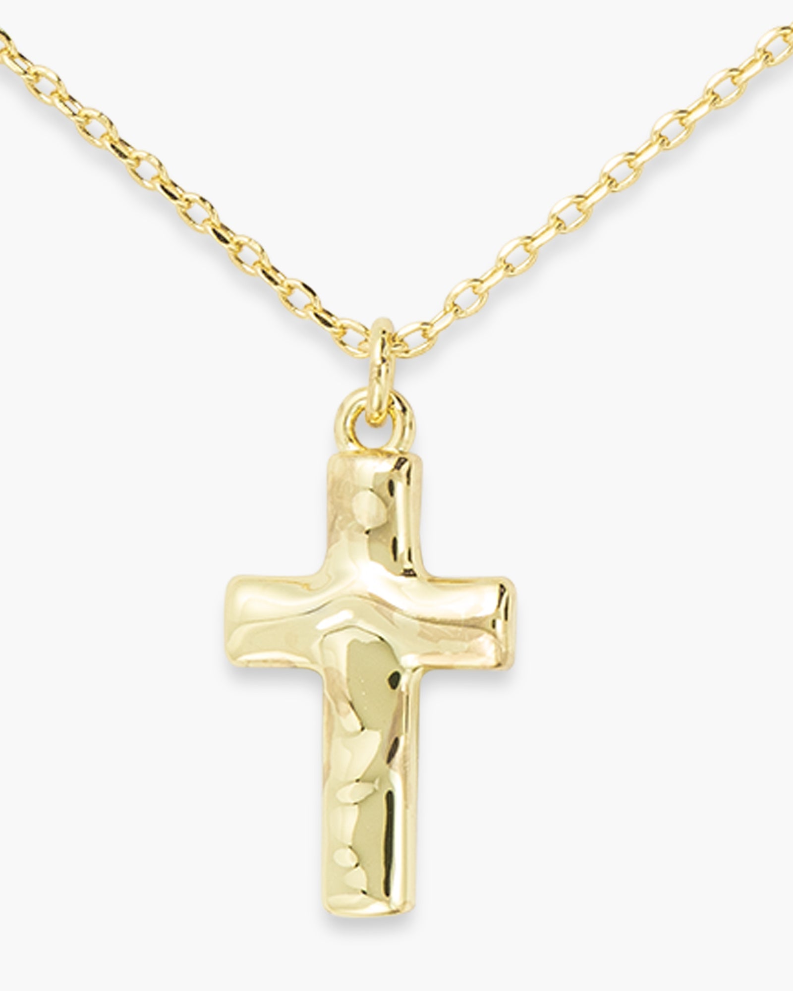 Gold Hammered Cross Necklace