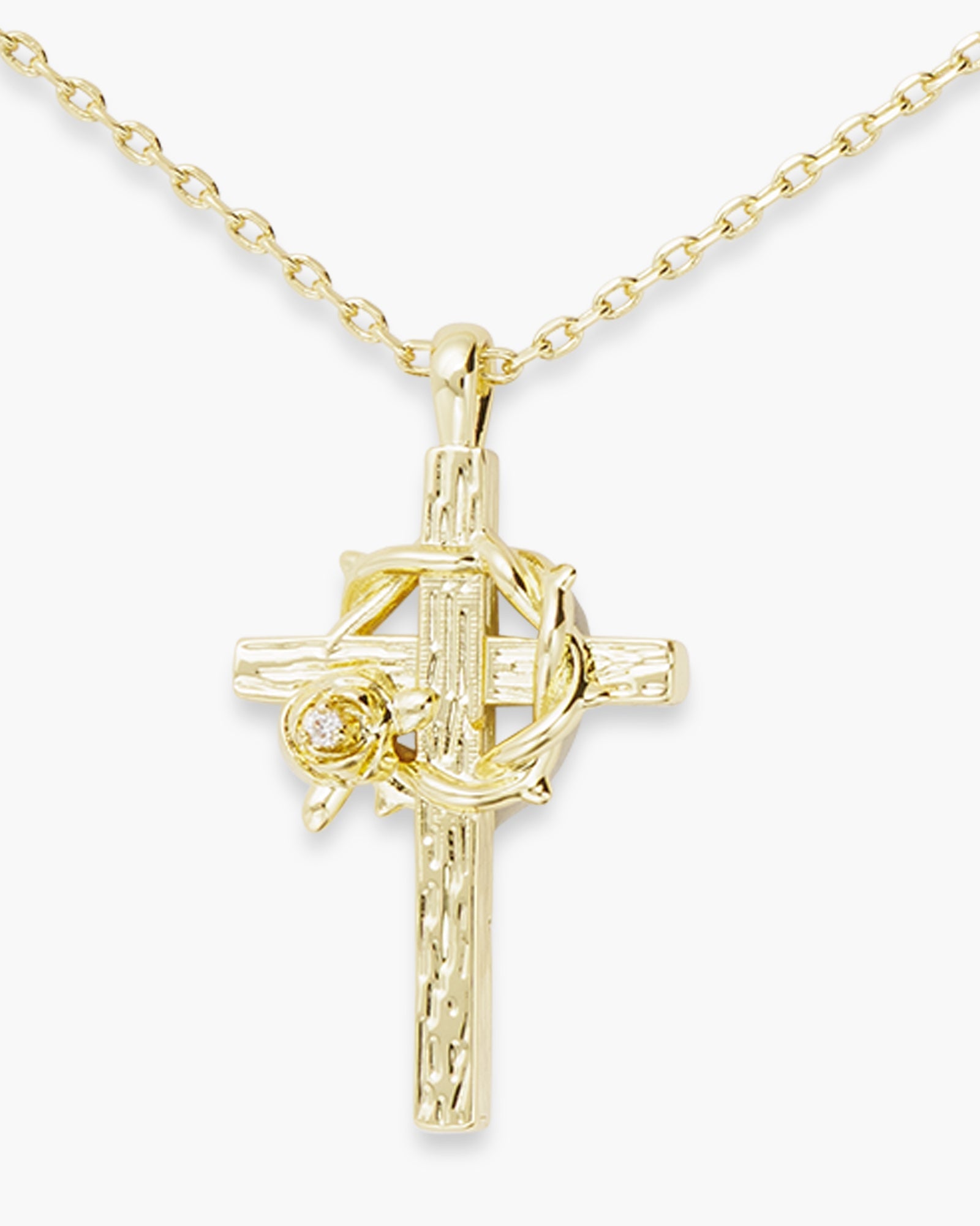 Gold Crown Cross Necklace
