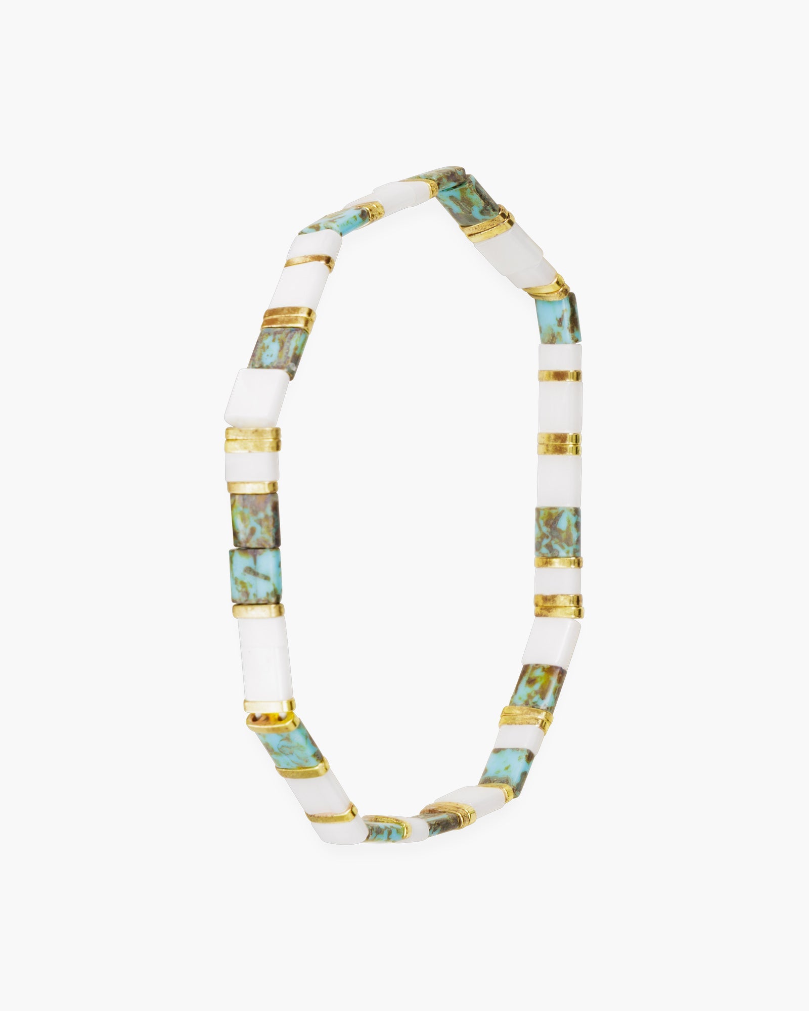 Gold Flat Bead Stretch Bracelet