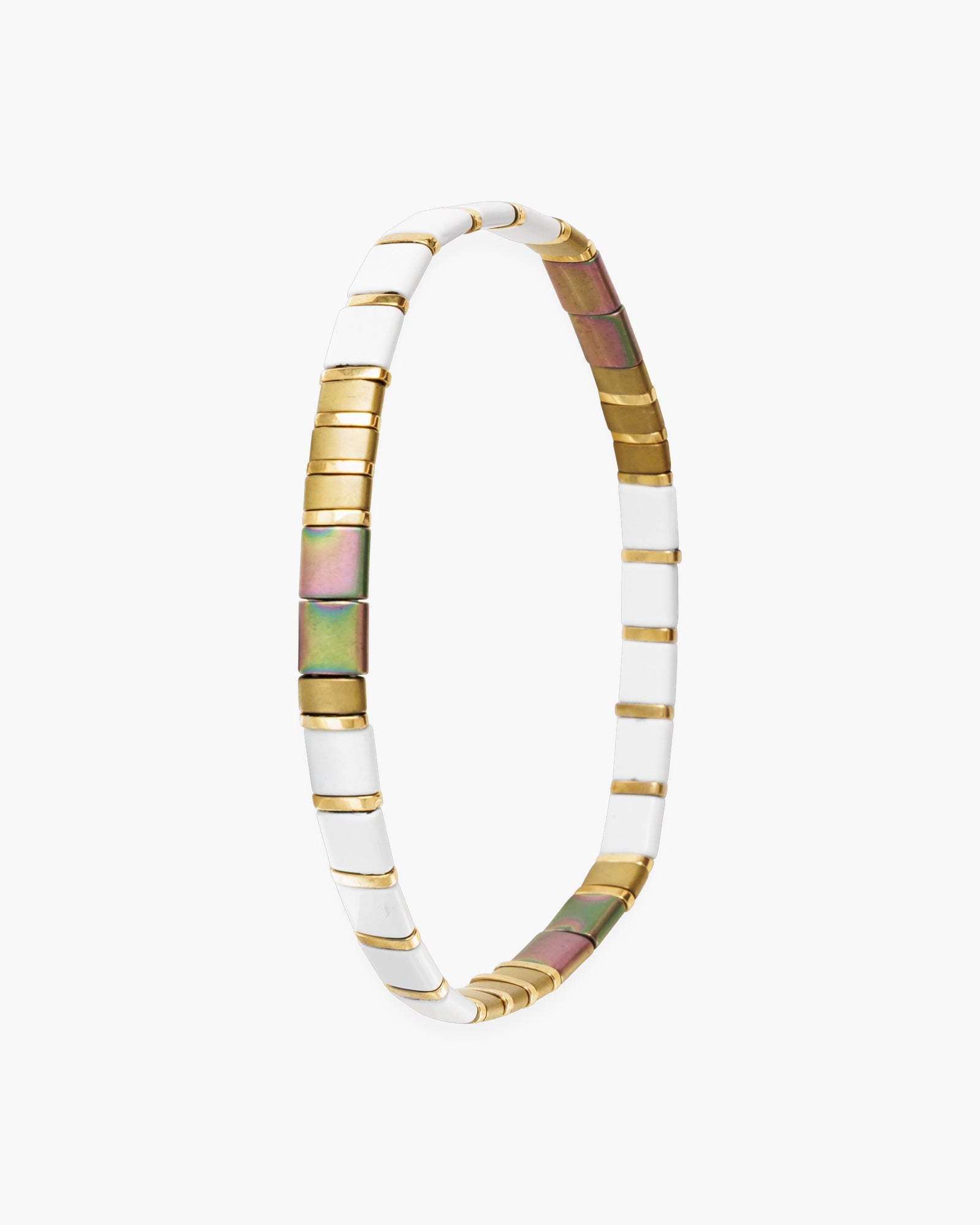 Gold Flat Bead Stretch Bracelet