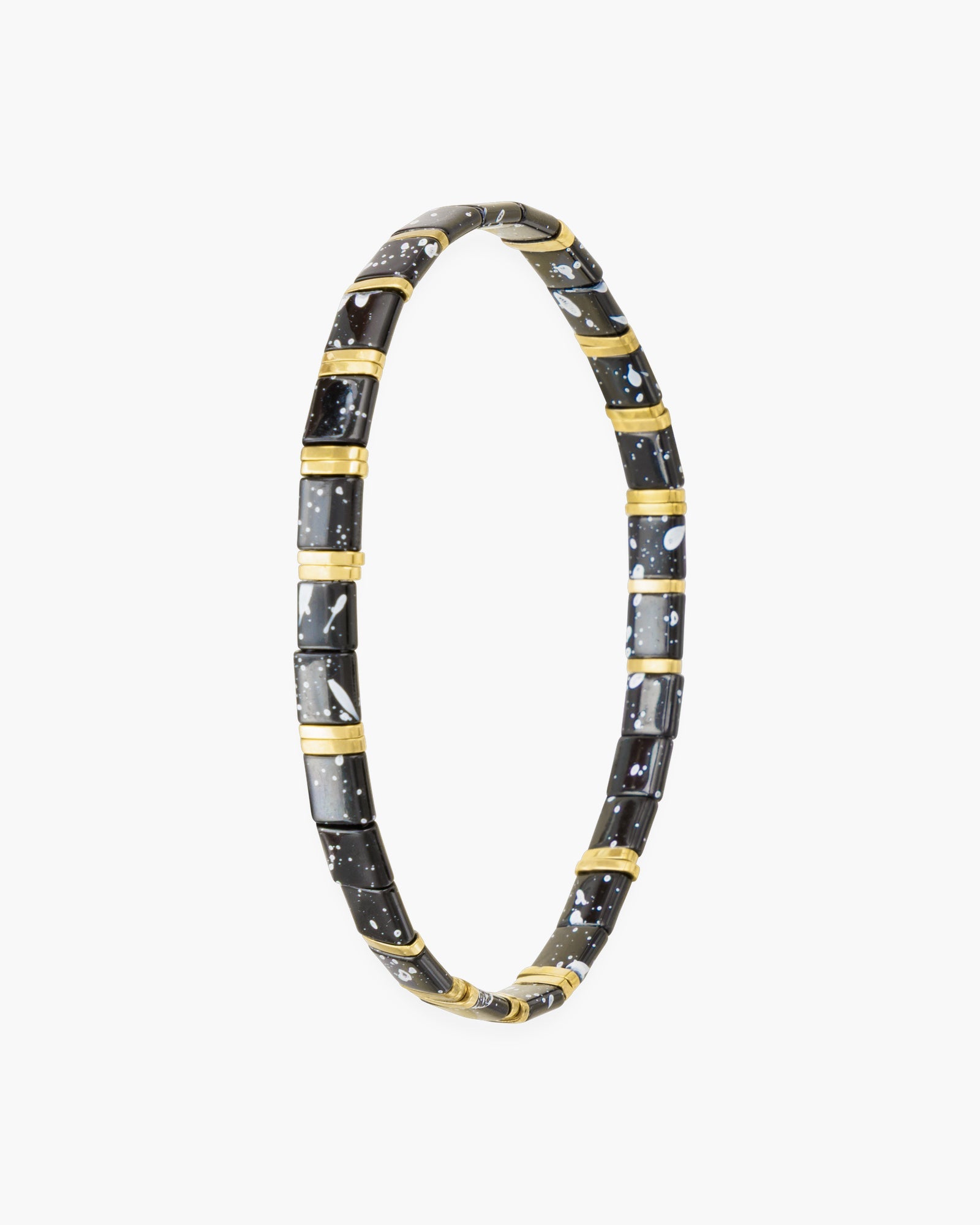 Gold Flat Bead Stretch Bracelet