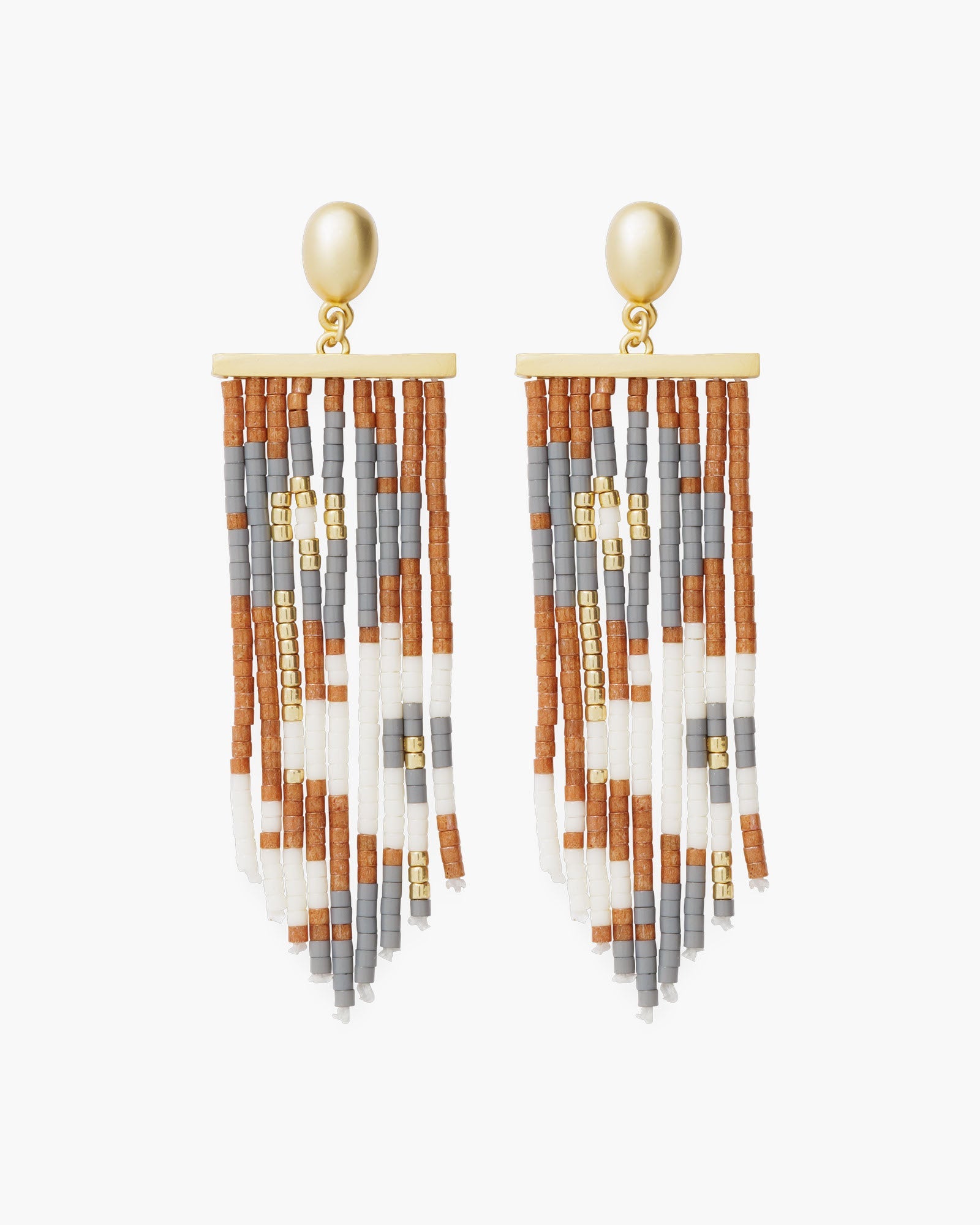 Gold Long Dangle Beaded Earrings