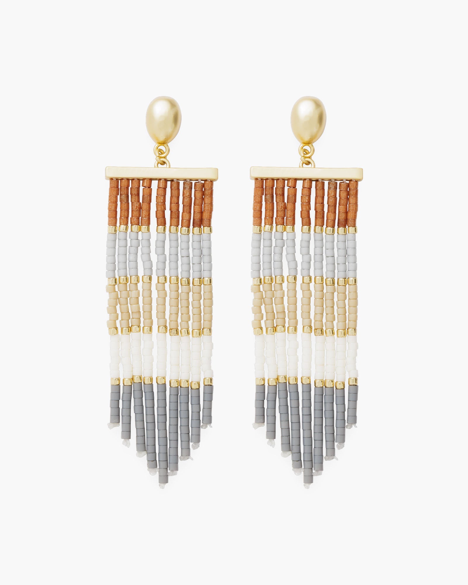 Gold Long Dangle Beaded Earrings