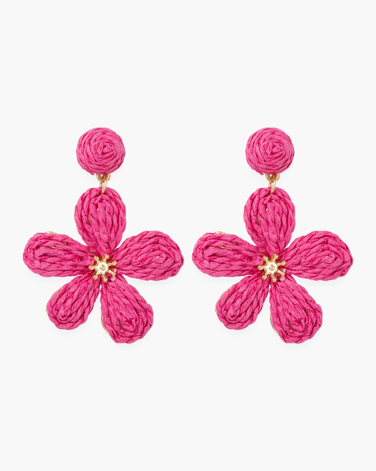 Gold Raffia Flower Earrings