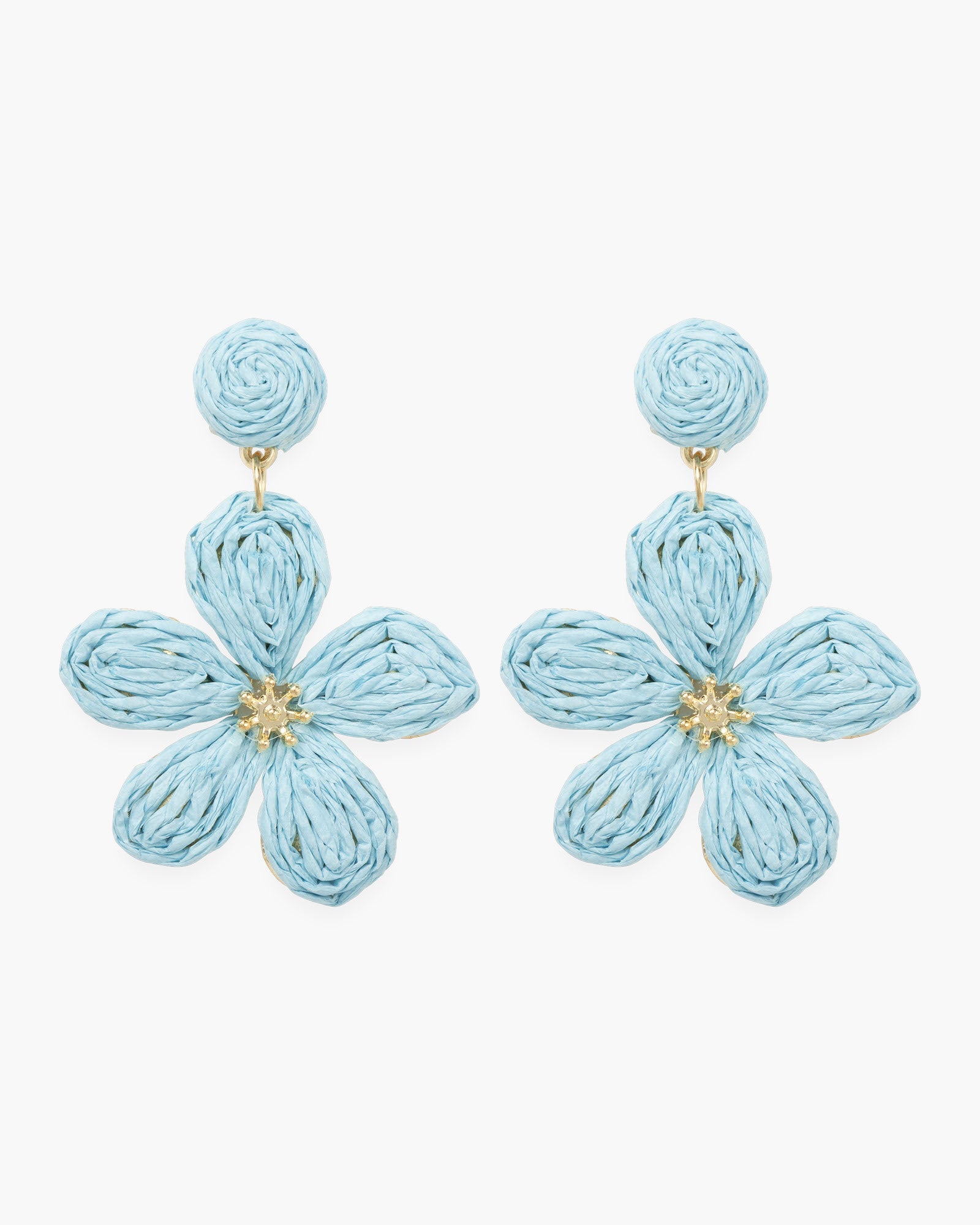 Gold Raffia Flower Earrings