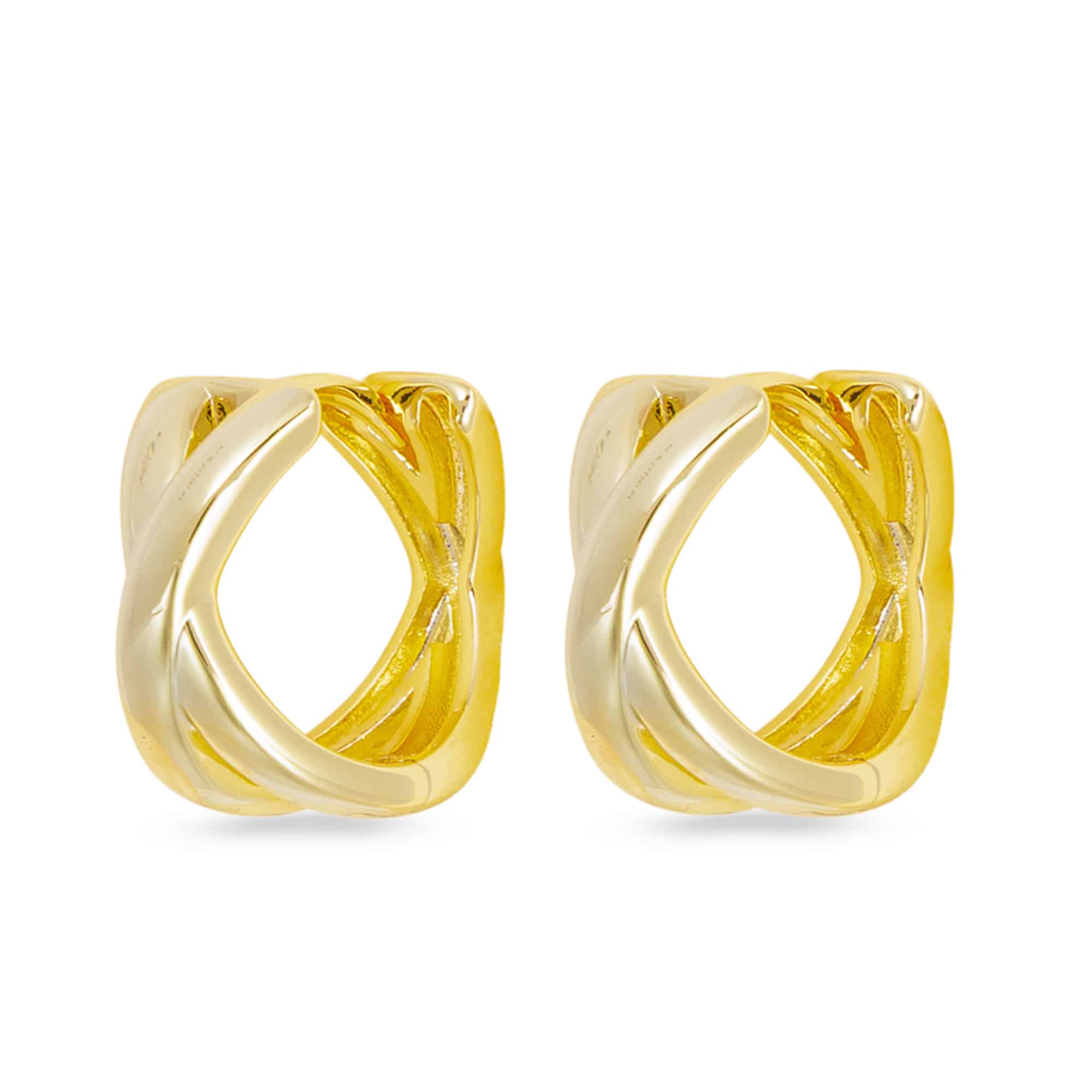 Gold Polished Crisscross Hoop Earrings