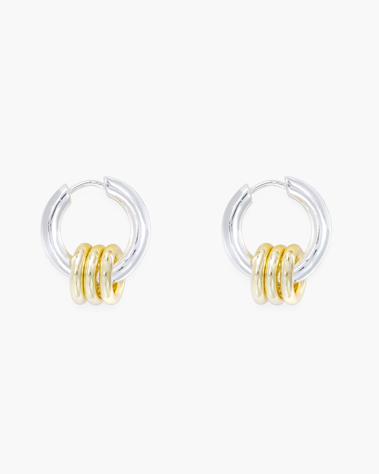 Gold and Silver Polished Huggie Hoop Earrings