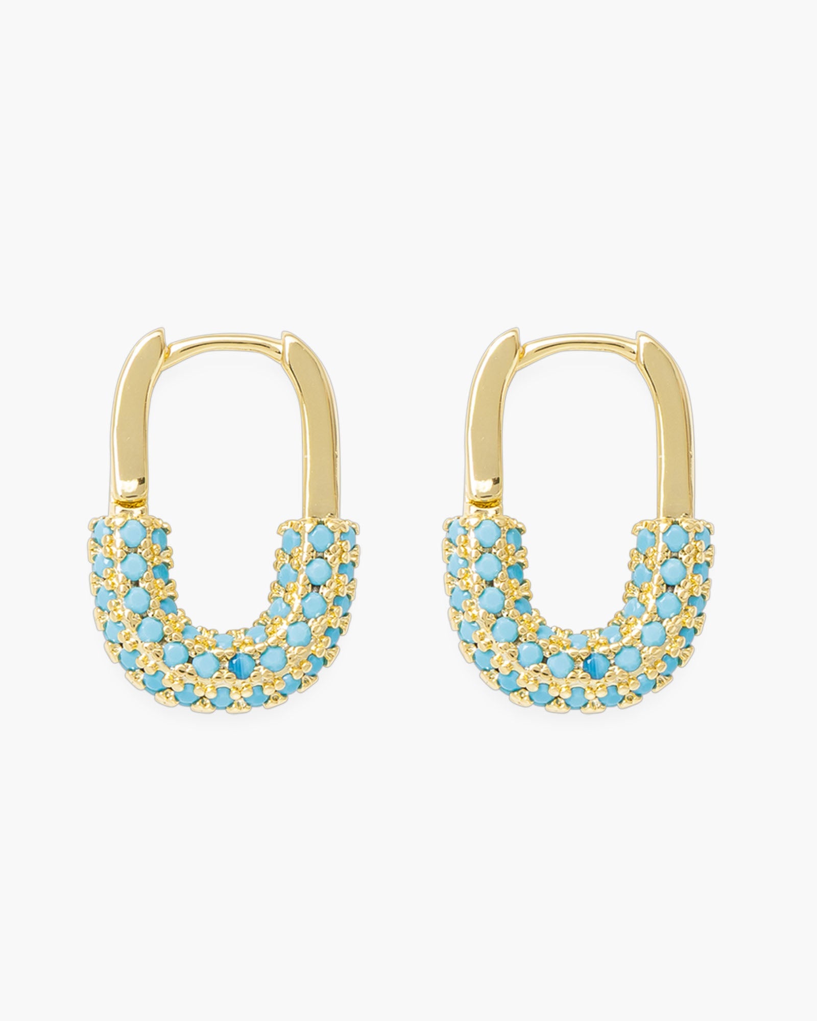 CZ Blue Stone Hoop Earrings