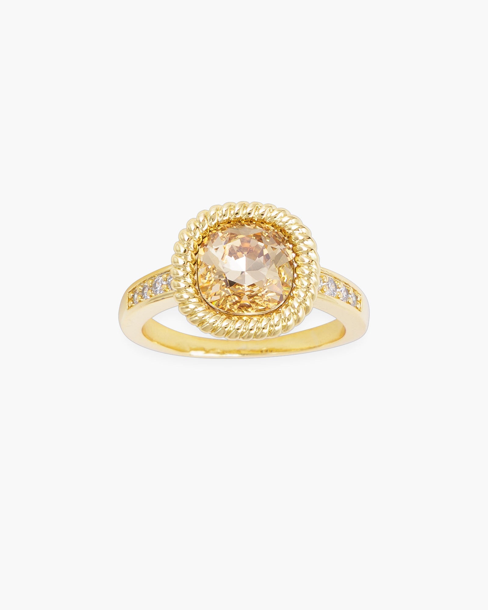 Gold CZ Amber Cable Ring