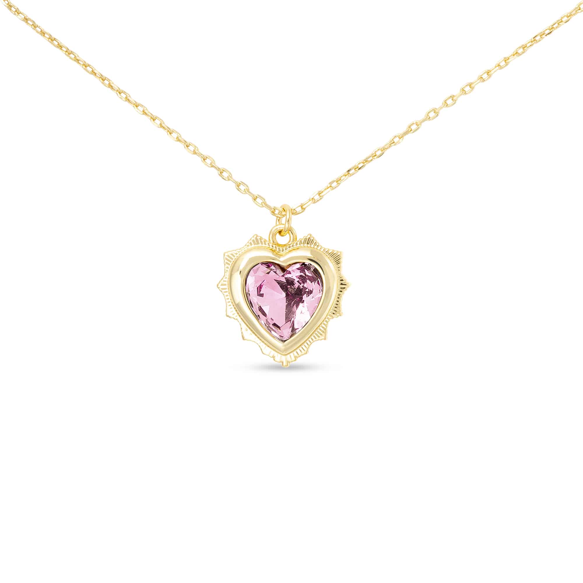 Gold Crystal Birthstone Heart Necklace
