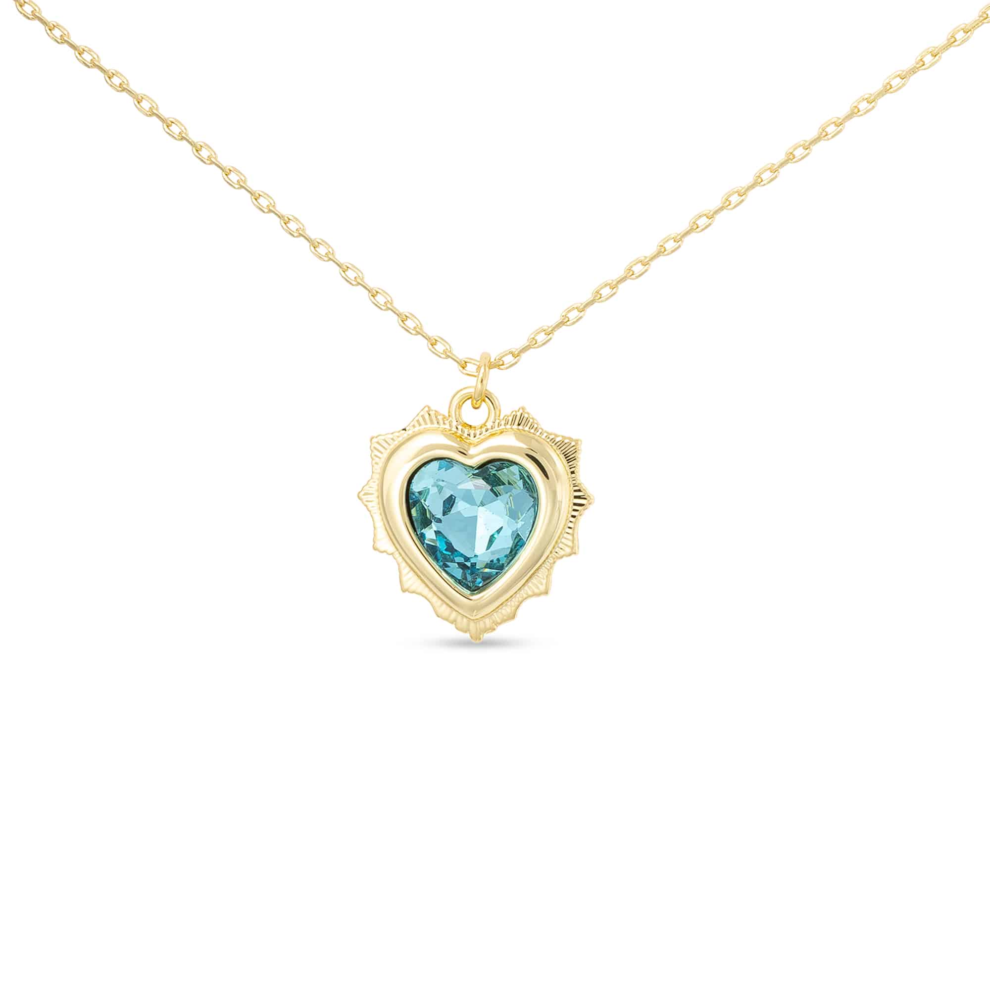Gold Crystal Birthstone Heart Necklace