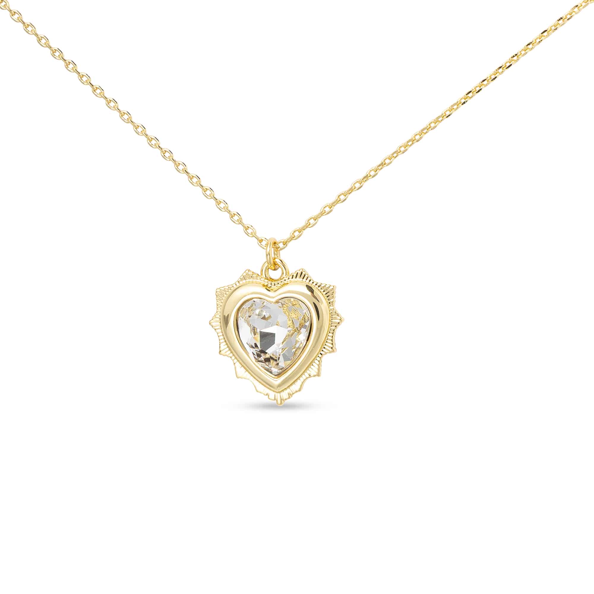 Gold Crystal Birthstone Heart Necklace