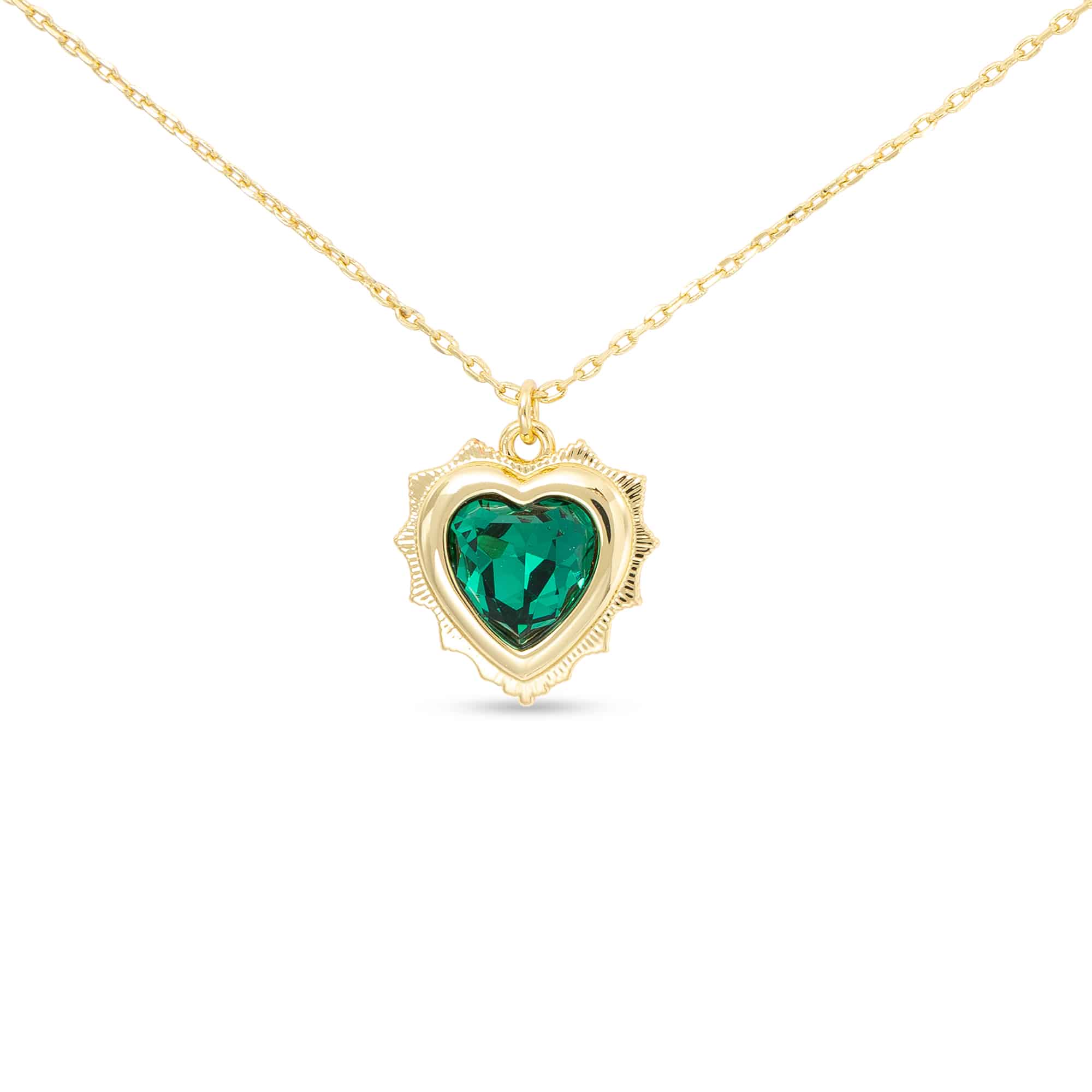 Gold Crystal Birthstone Heart Necklace