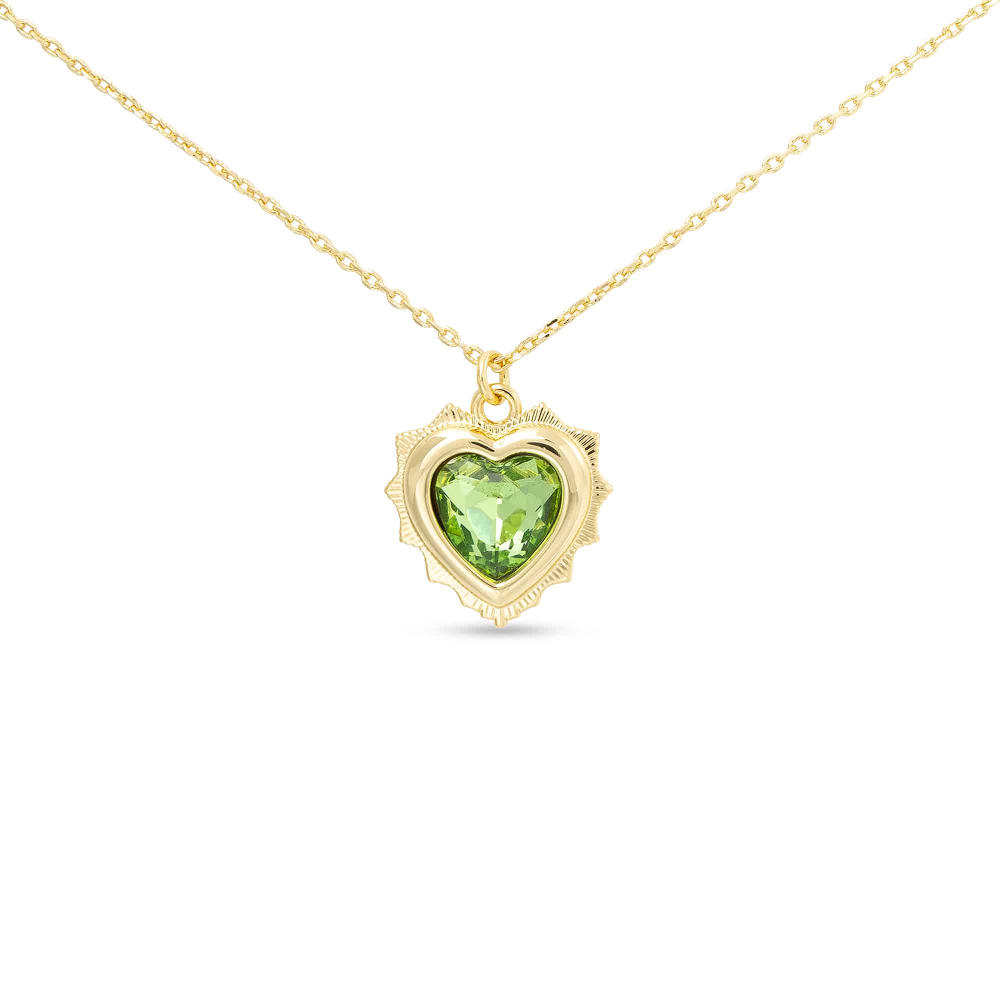 Gold Crystal Birthstone Heart Necklace