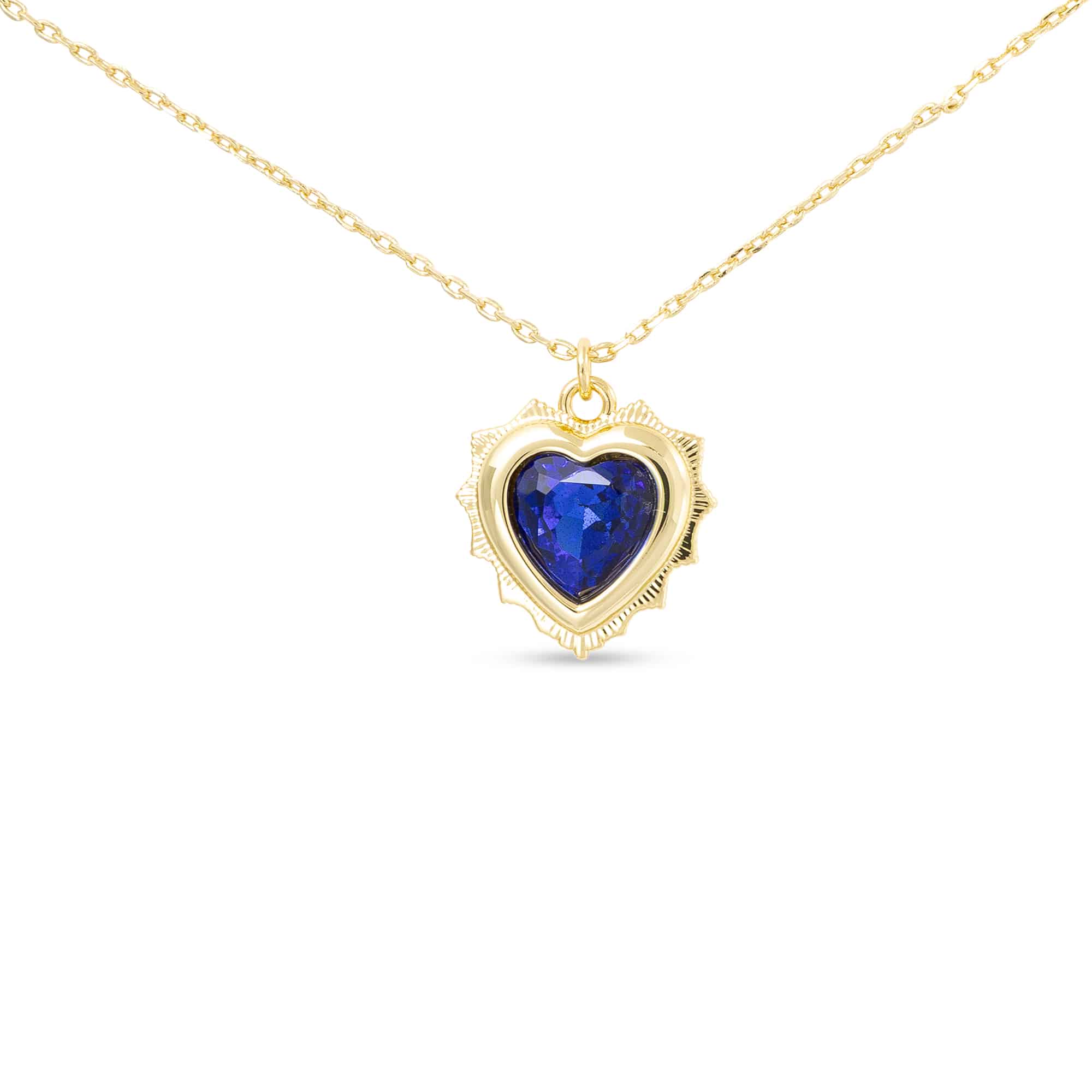 Gold Crystal Birthstone Heart Necklace