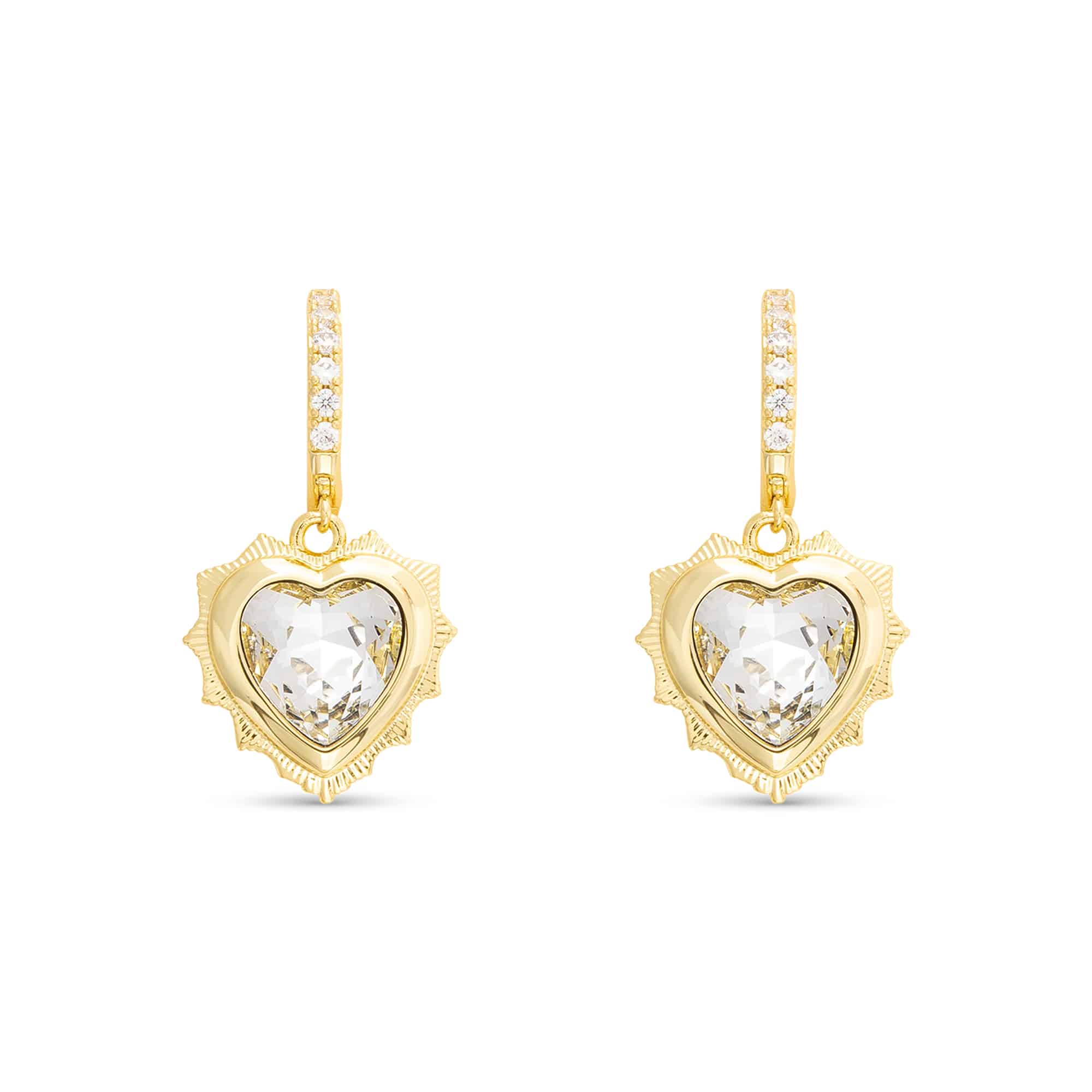 Gold Crystal Birthstone Heart Earrings