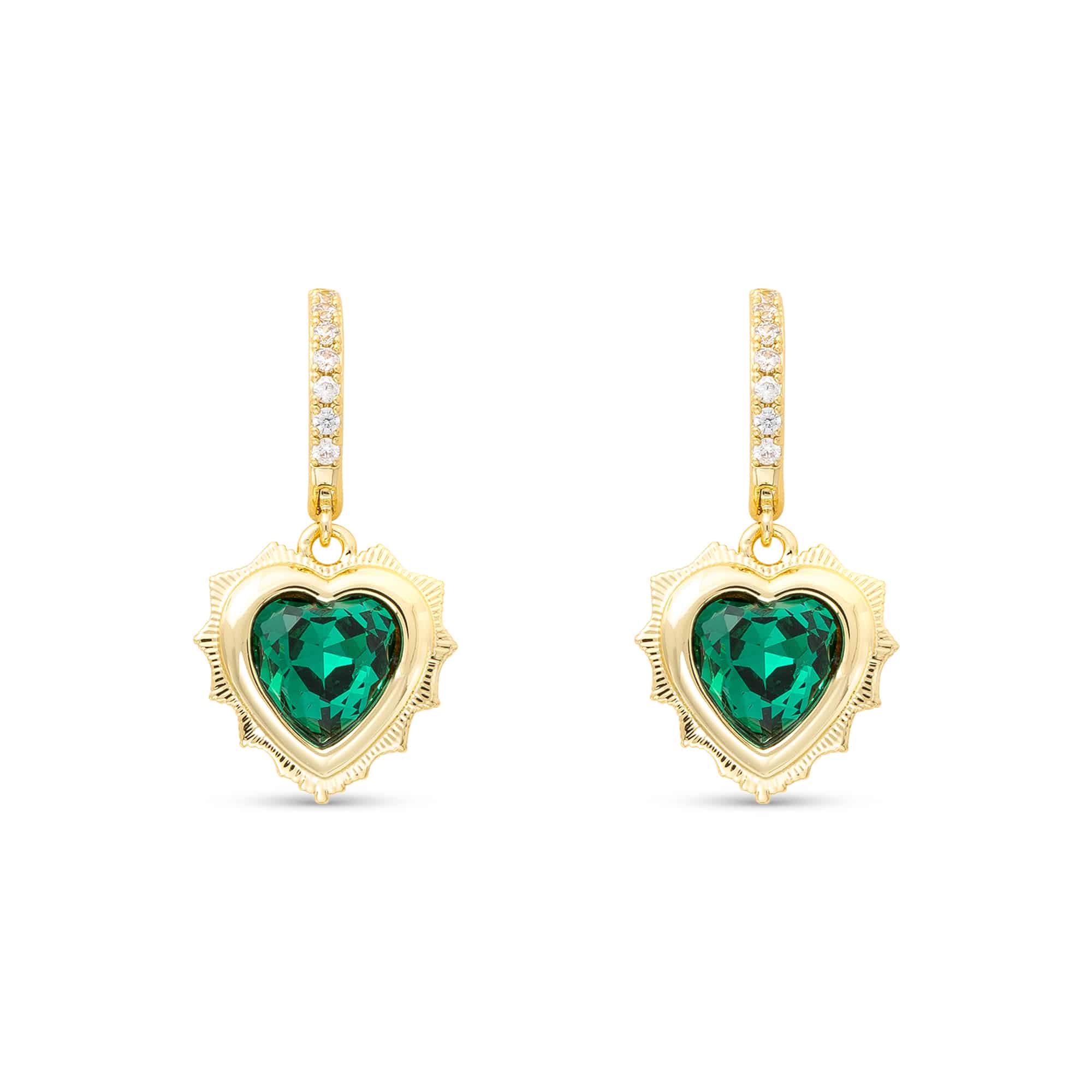 Gold Crystal Birthstone Heart Earrings
