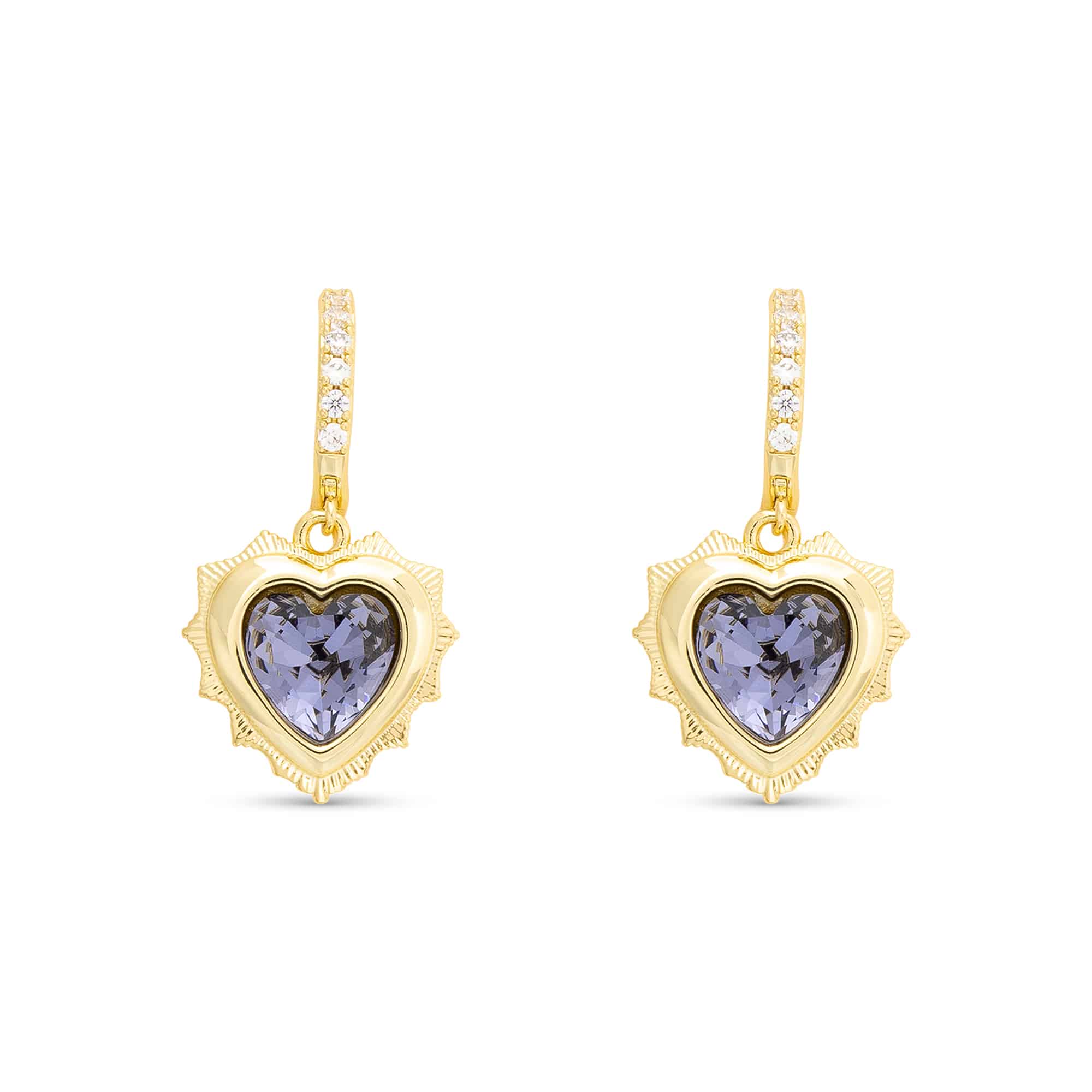 Gold Crystal Birthstone Heart Earrings