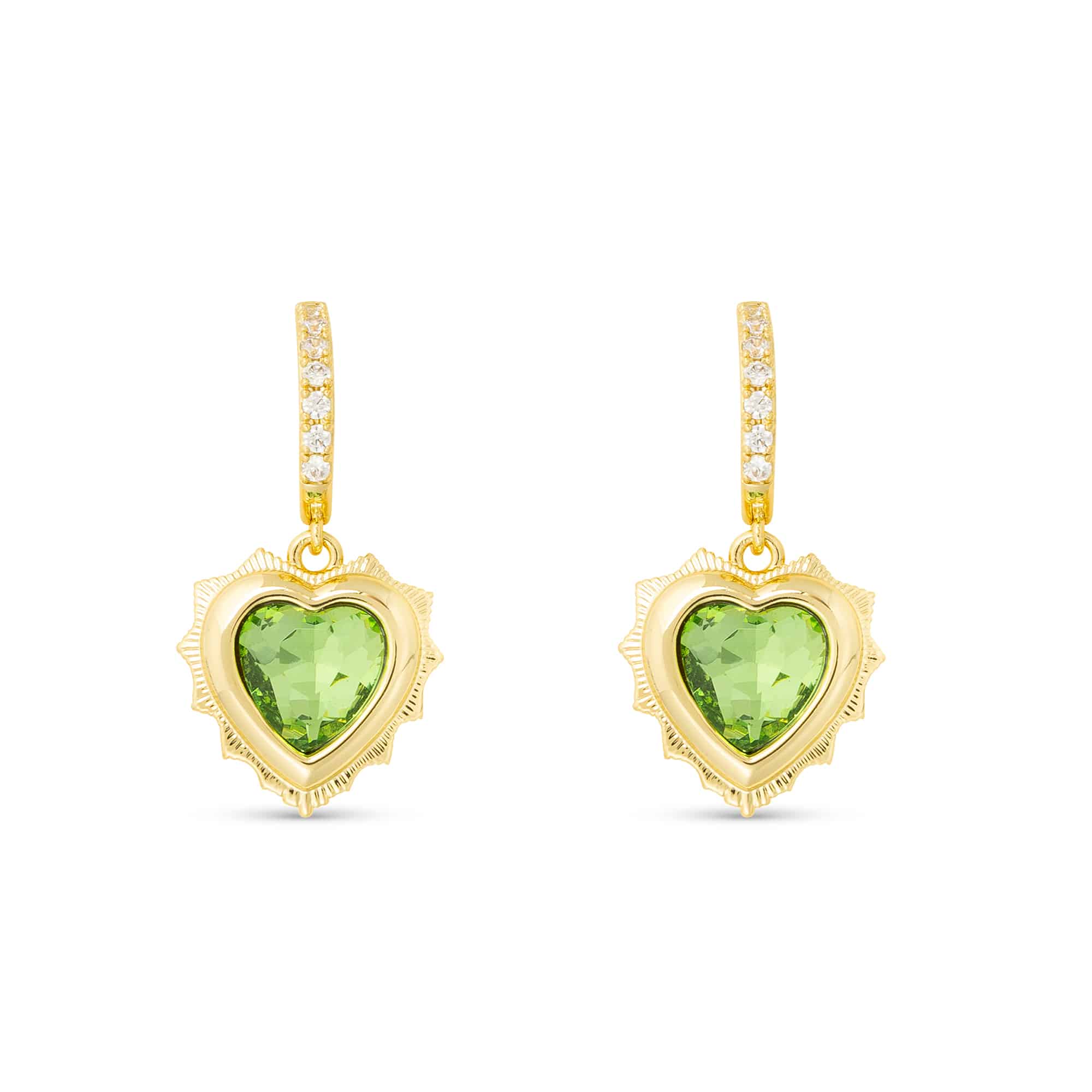 Gold Crystal Birthstone Heart Earrings