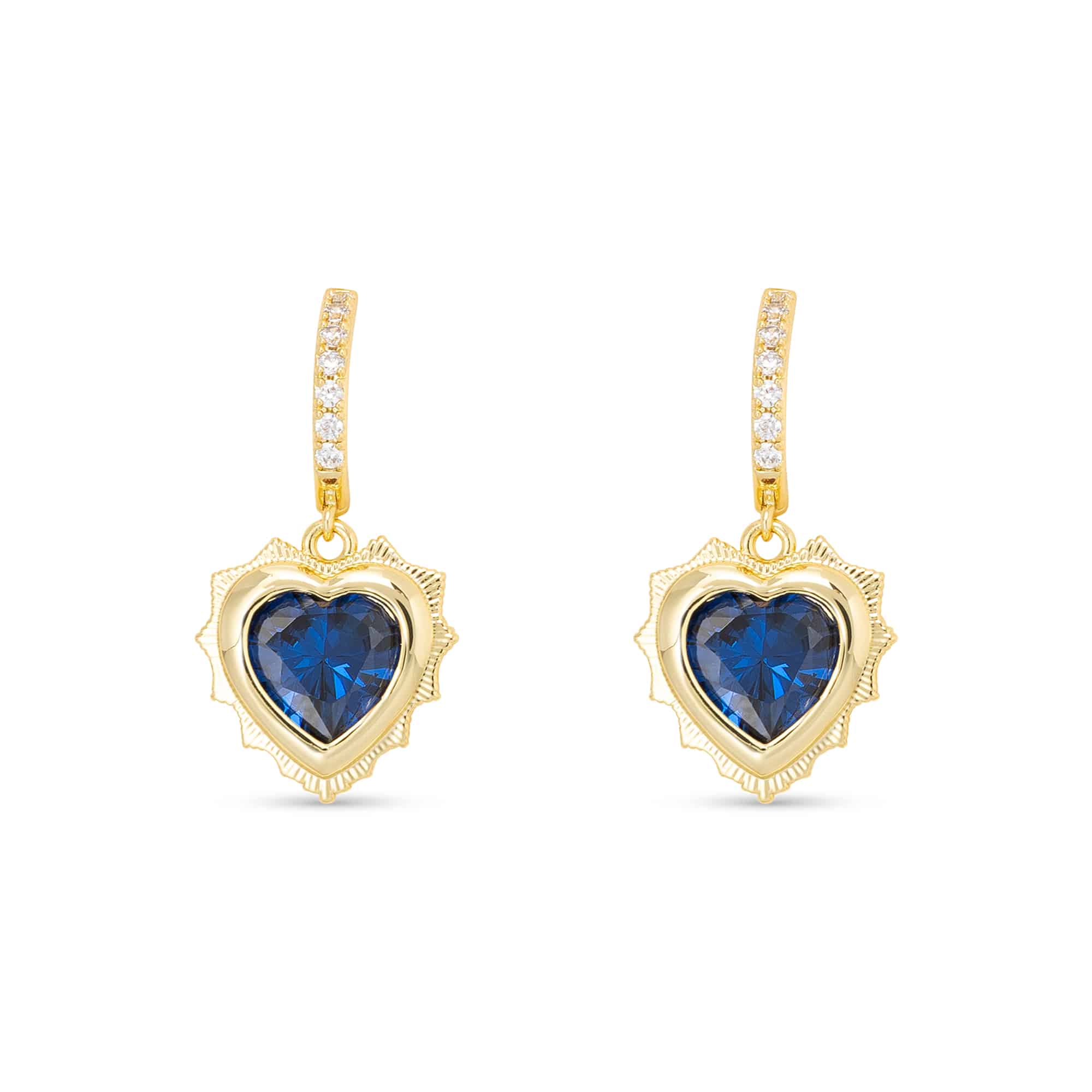 Gold Crystal Birthstone Heart Earrings